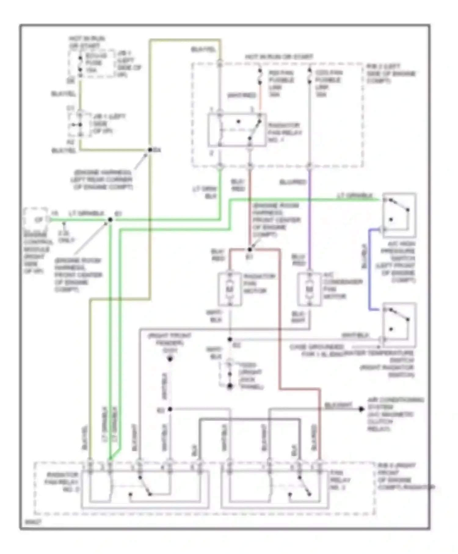 Wiring diagram radiator fan relay no. 1 for Toyota Celica T200 facelift (1995-1999) (1 of 1)