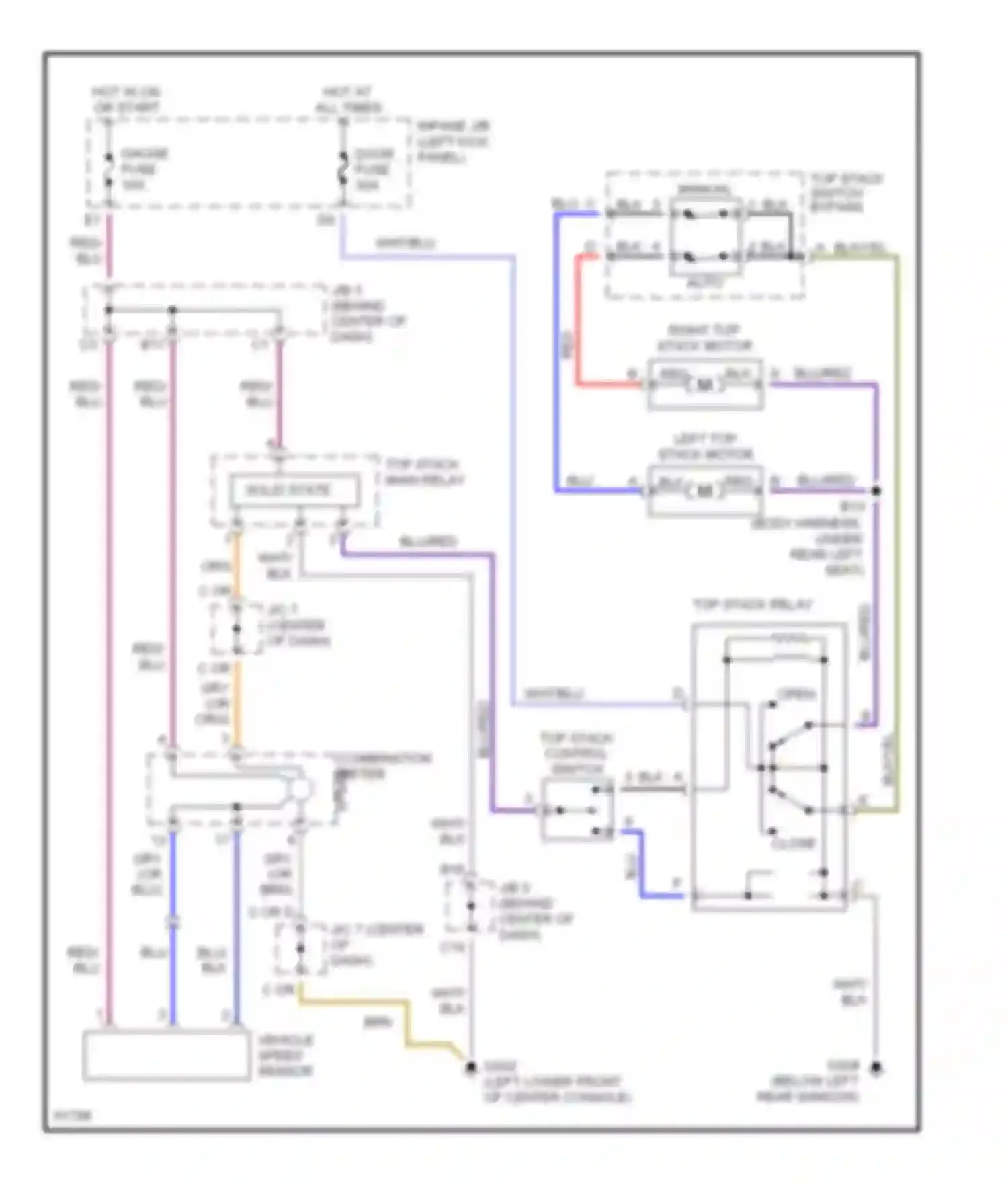 Wiring diagram top stack relay for Toyota Celica T200 facelift (1995-1999) (1 of 2)