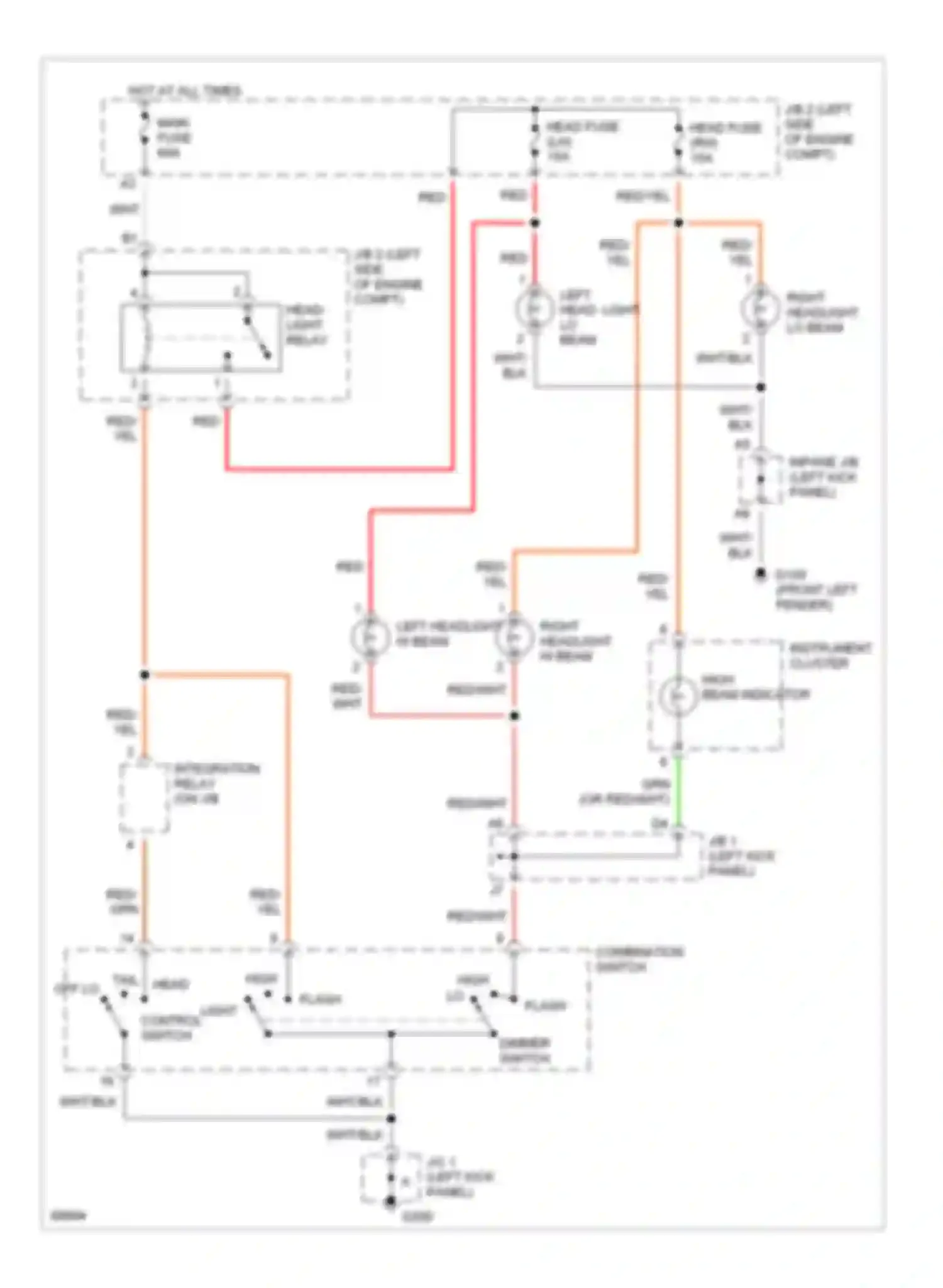Celica Toyota T200 (1993-1995): Headlight circuit, without drl