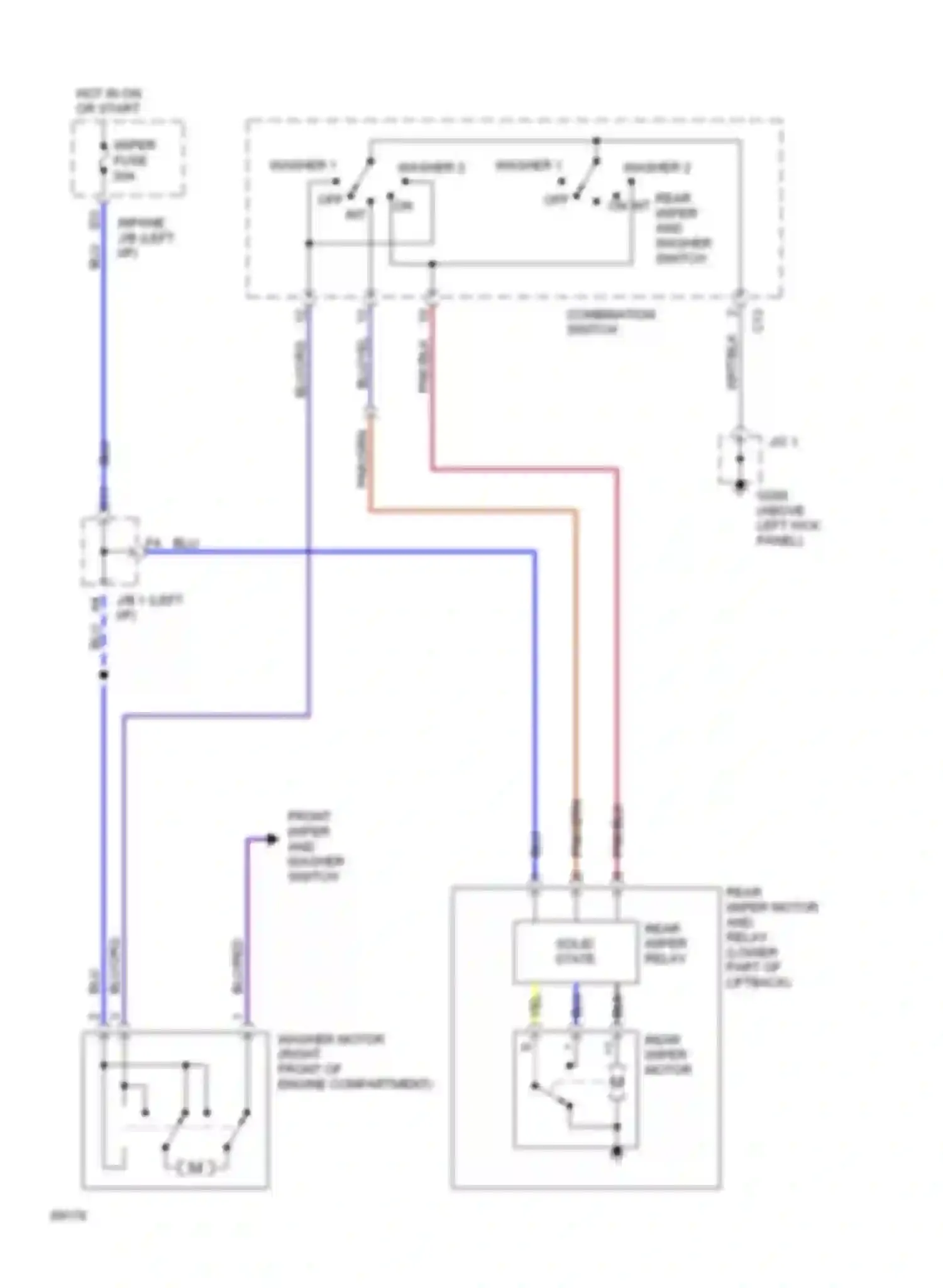 Celica Toyota T200 (1993-1995): Rear wiper/washer circuit