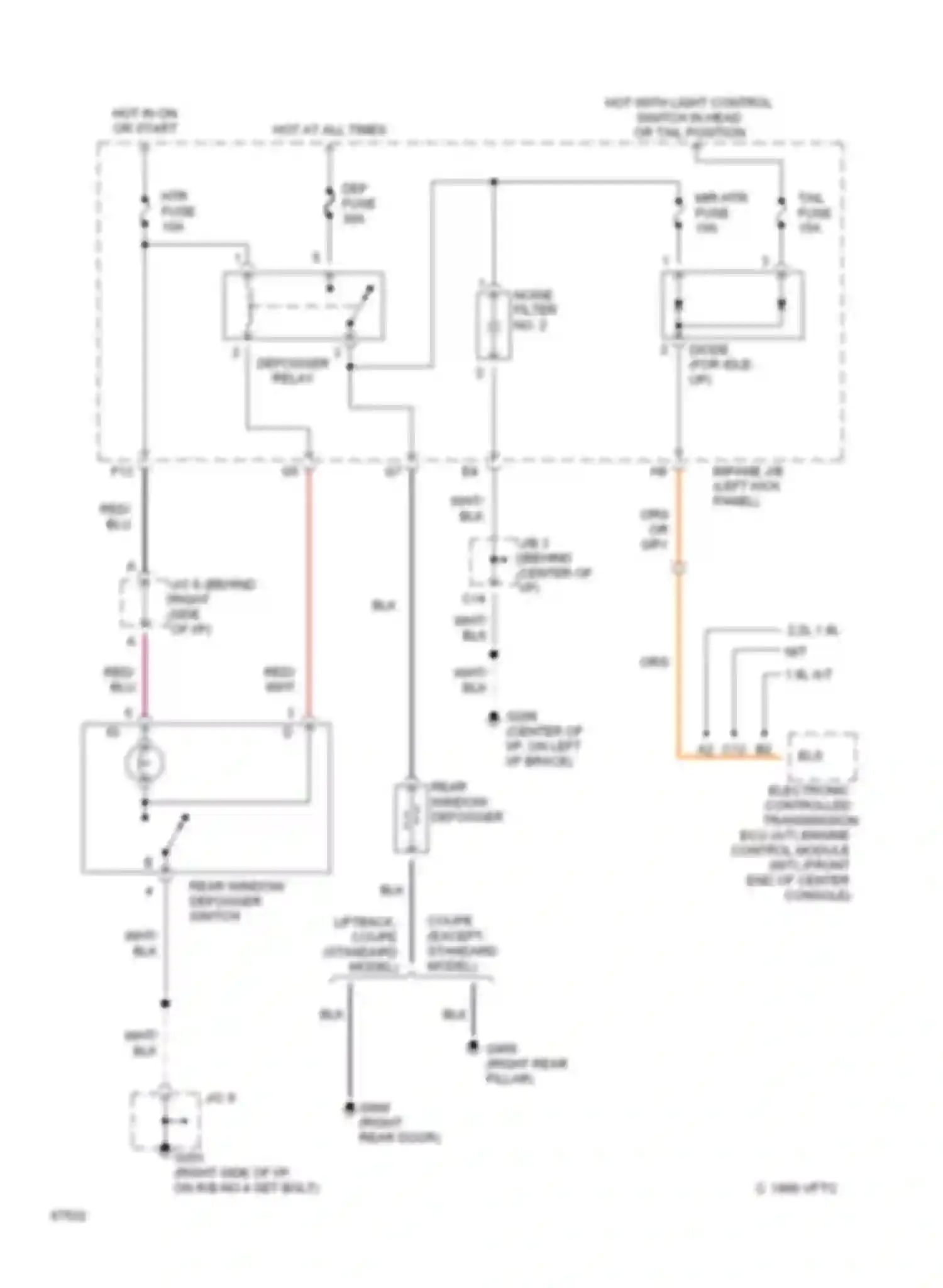 Wiring diagram rear window defogger for Toyota Celica T200 (1993-1995) (1 of 3)