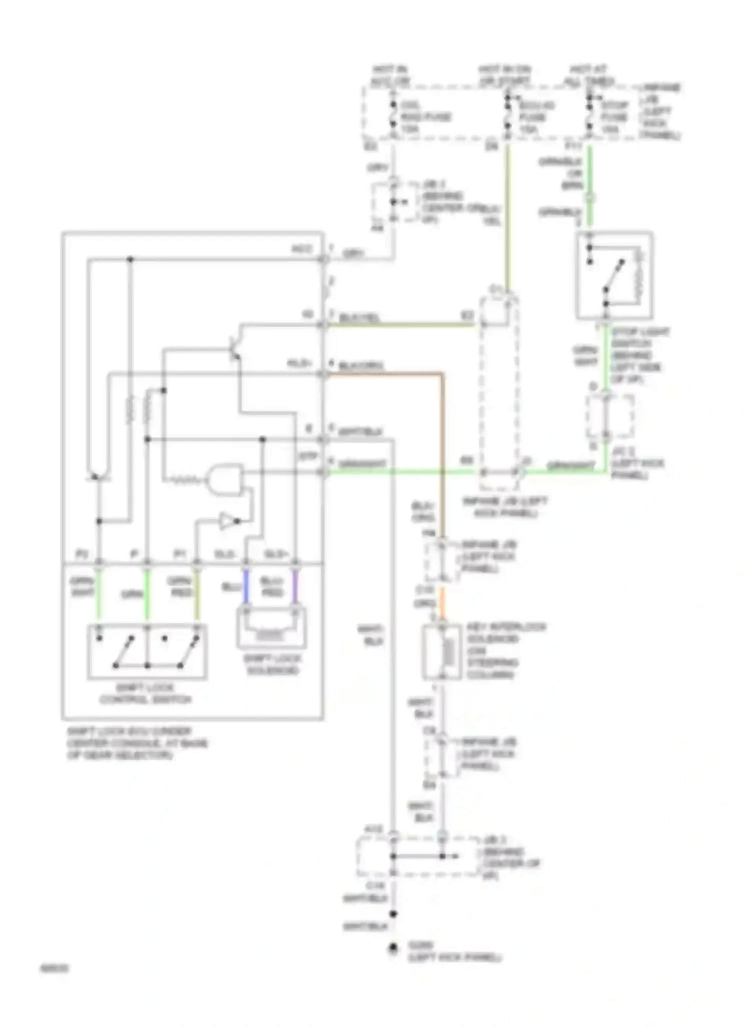 Wiring diagram shift lock control switch for Toyota Celica T200 (1993-1995) (1 of 1)
