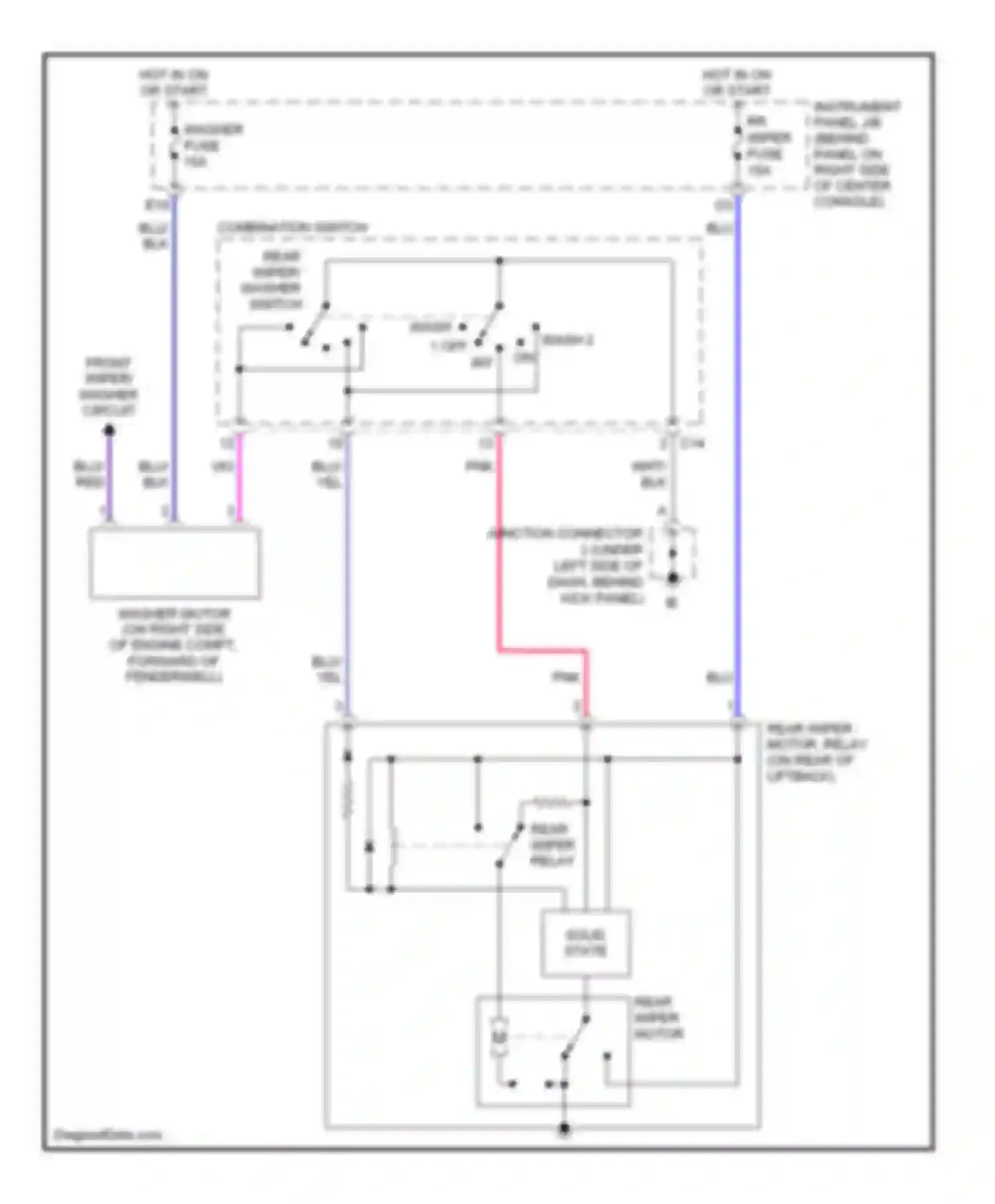 Celica Toyota T230 facelift (2002-2006): Rear wiper/washer circuit