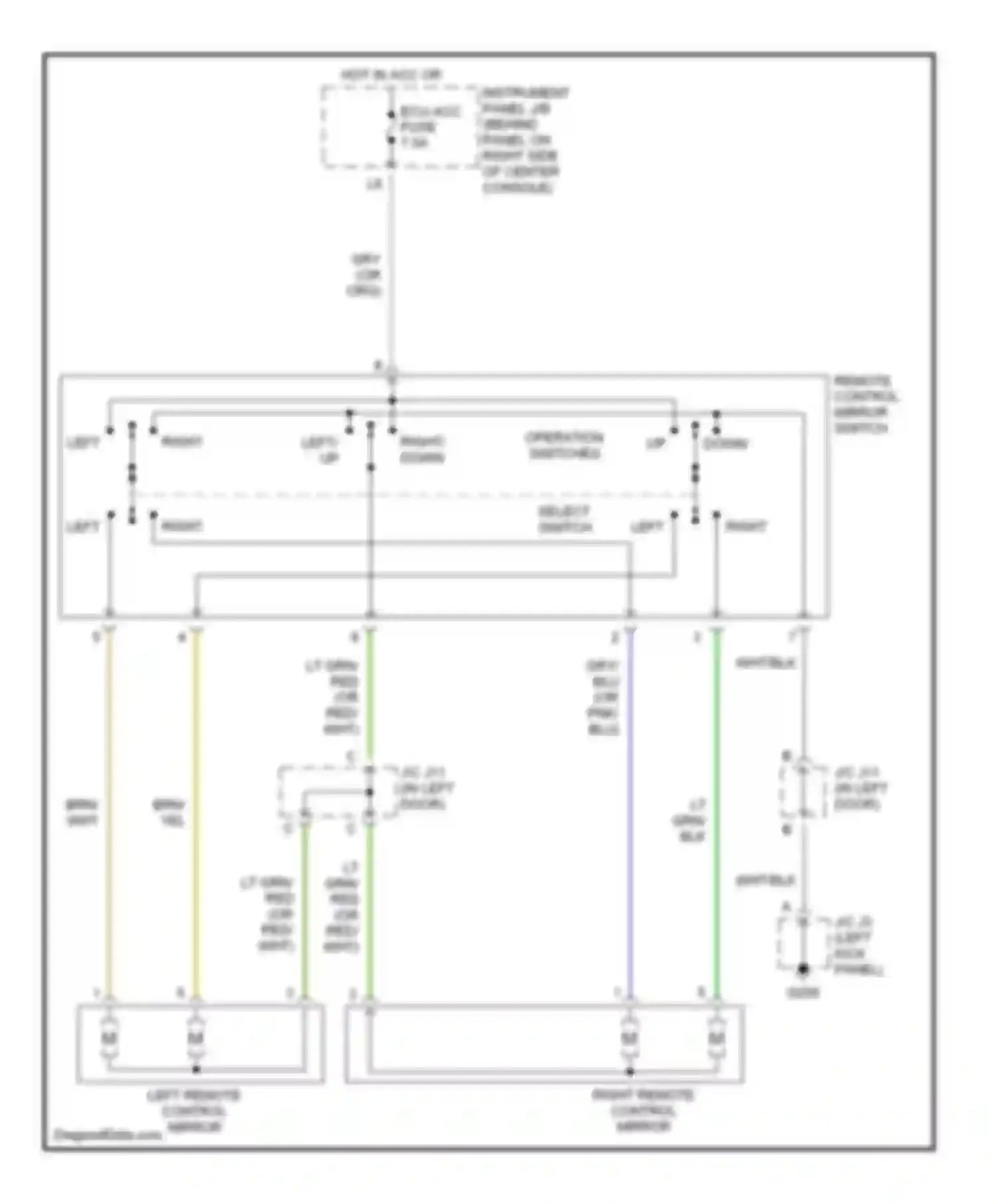 Celica Toyota T230 (1999-2002): Power mirror circuit
