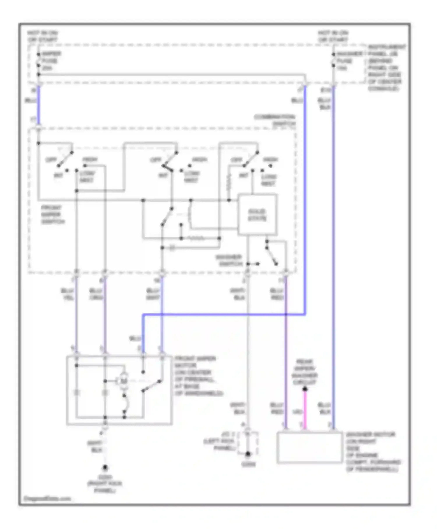 Celica Toyota T230 (1999-2002): Front wiper/washer circuit