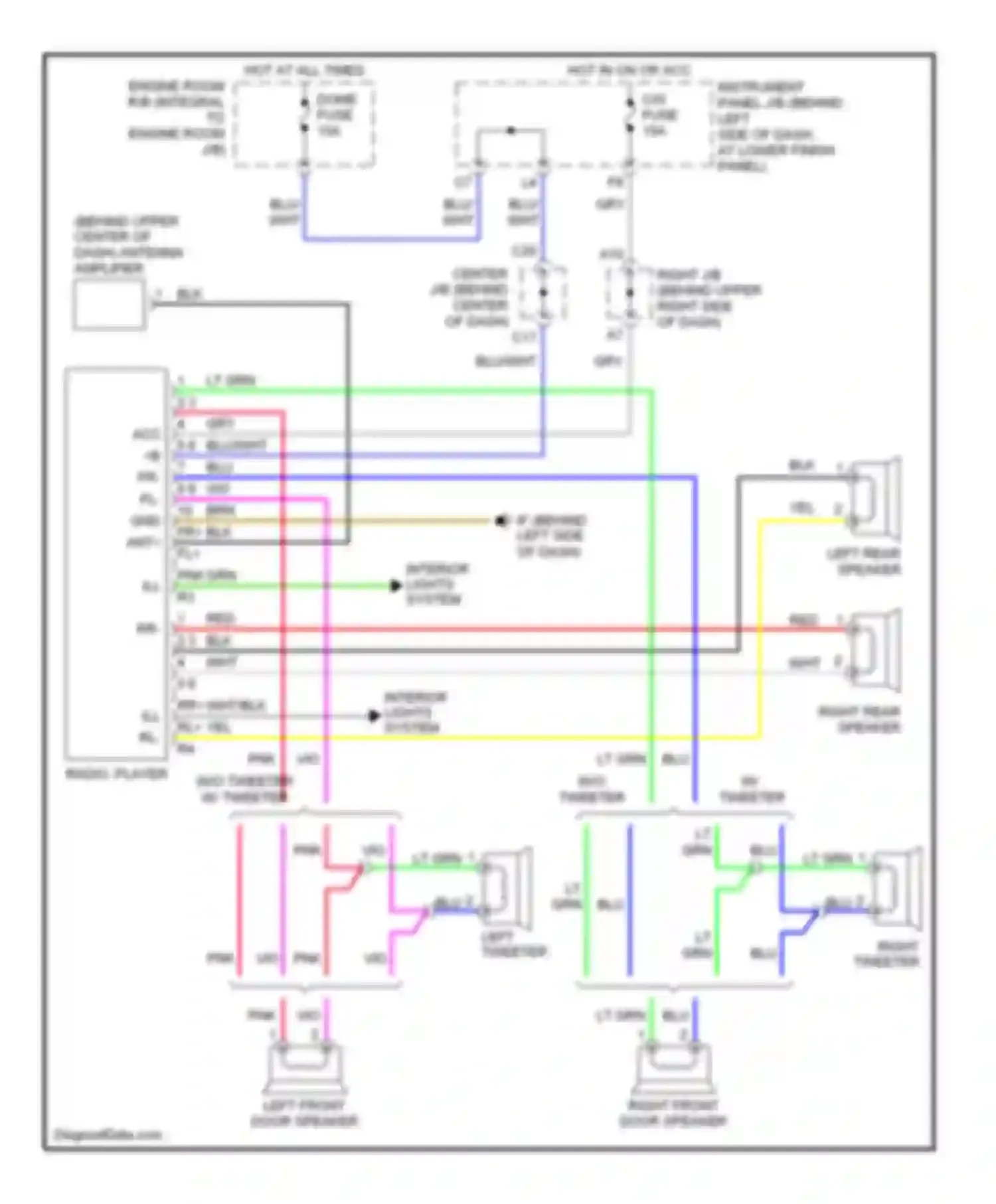 Corolla Toyota IX facelift (2003-2007): Radio circuit, without amplifier