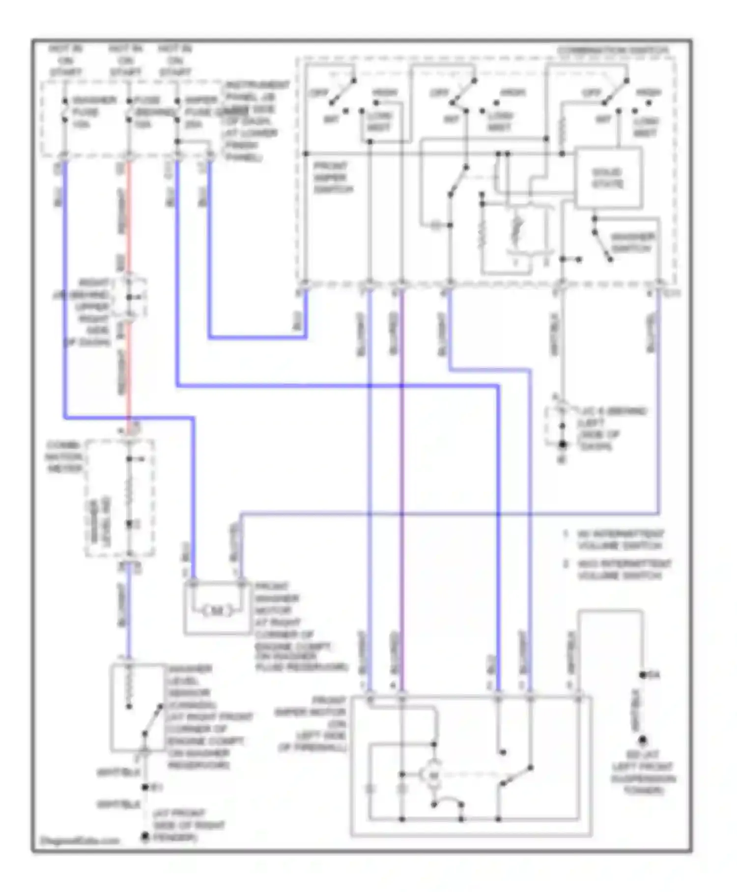 Corolla Toyota IX facelift (2003-2007): Wiper/washer circuit