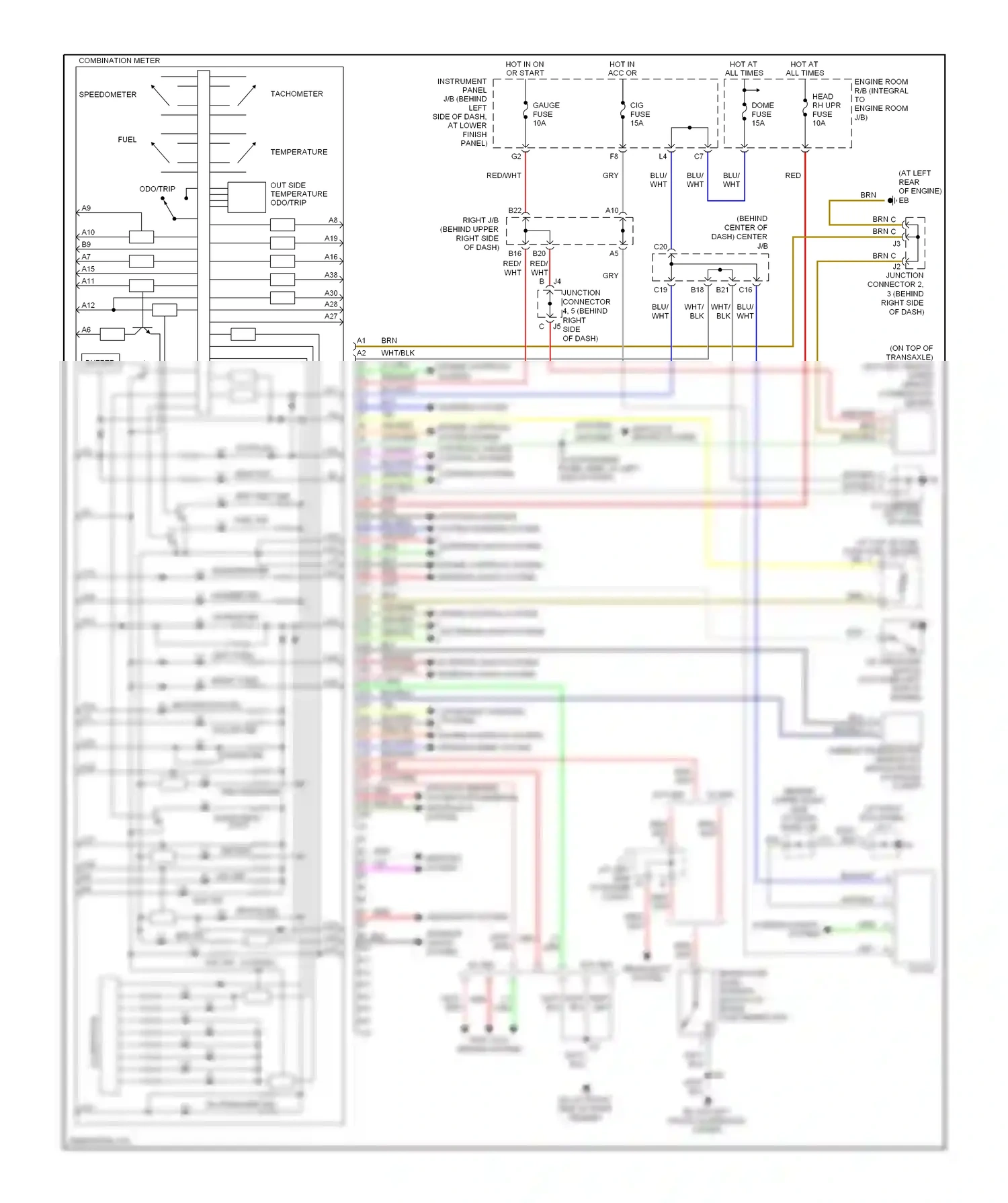 Toyota Corolla IX facelift (2003-2007) engine controls system interior lights system wiring diagram  (1 of 1)