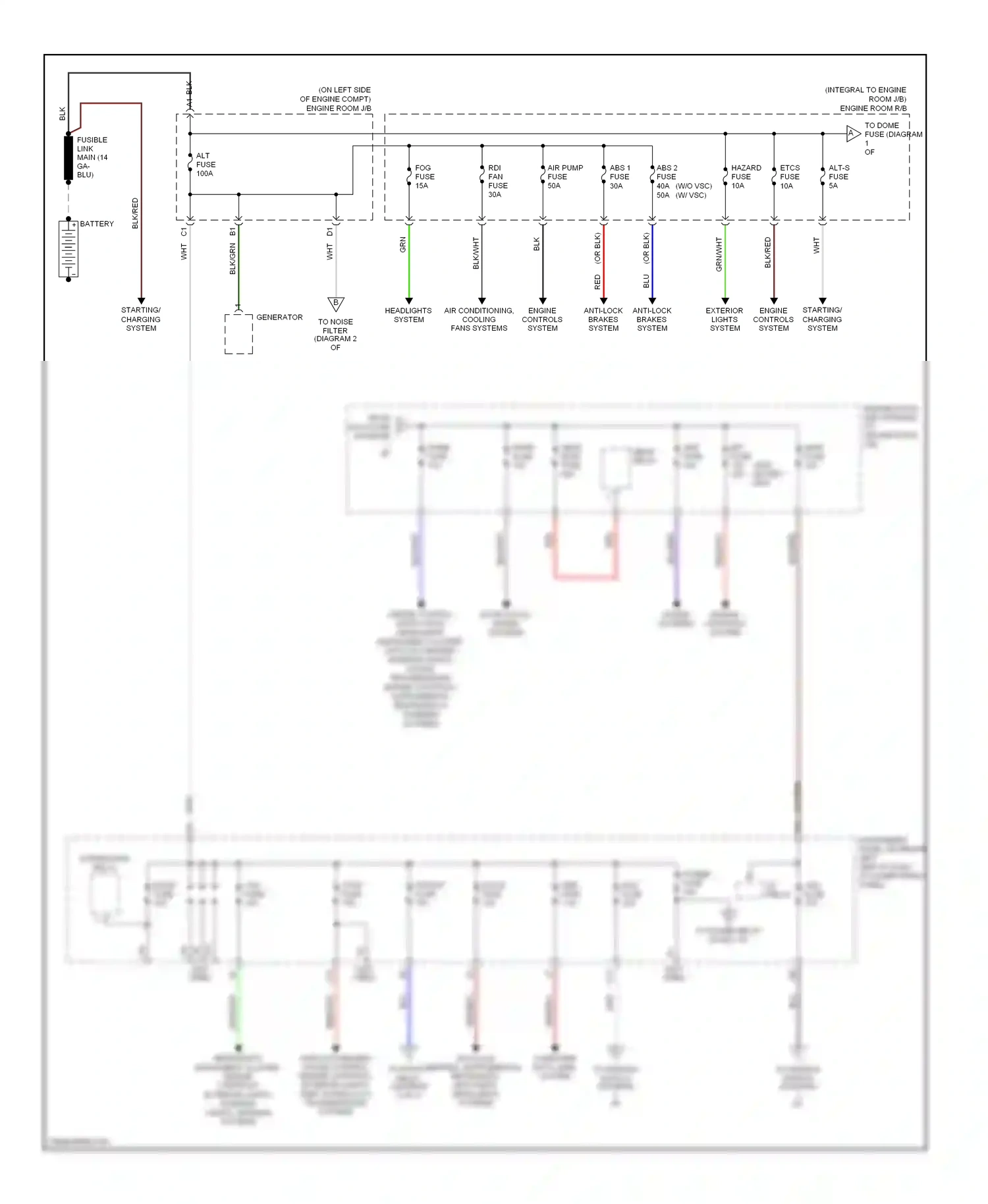 Toyota Corolla IX facelift (2003-2007) engine controls system wiring diagram  (2 of 2)