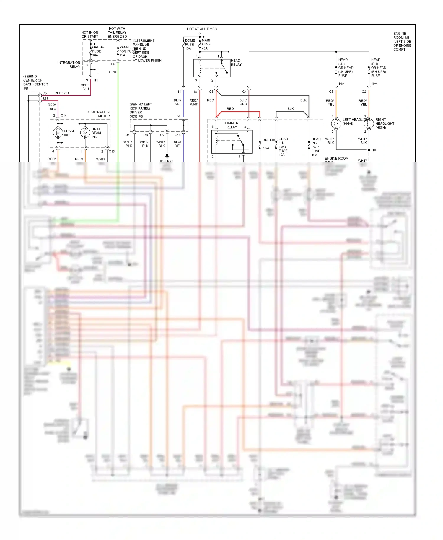 Toyota Corolla IX (2000-2004) light control switch wiring diagram  (2 of 3)
