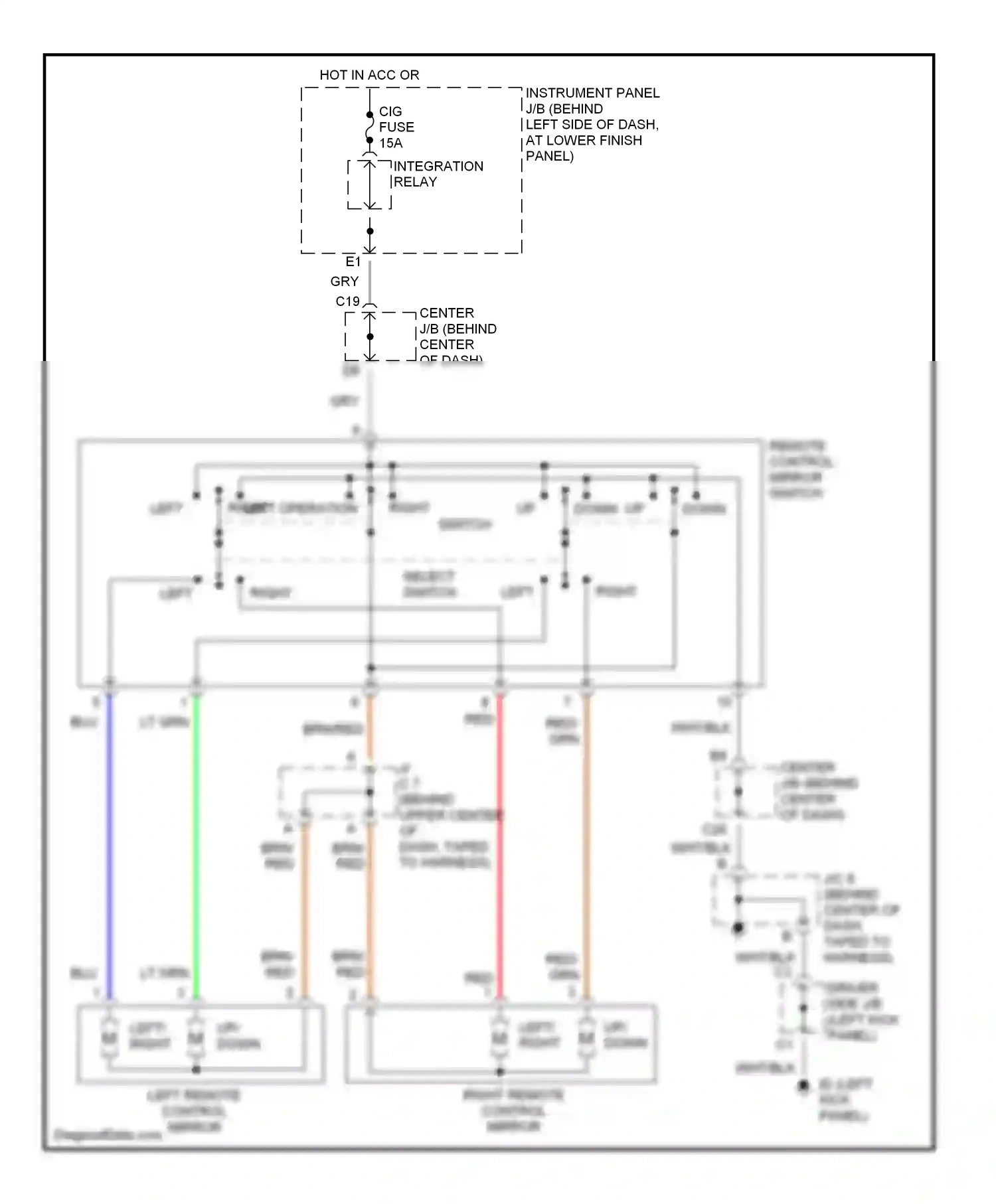 Toyota Corolla IX (2000-2004) remote control mirror switch wiring diagram  (2 of 2)