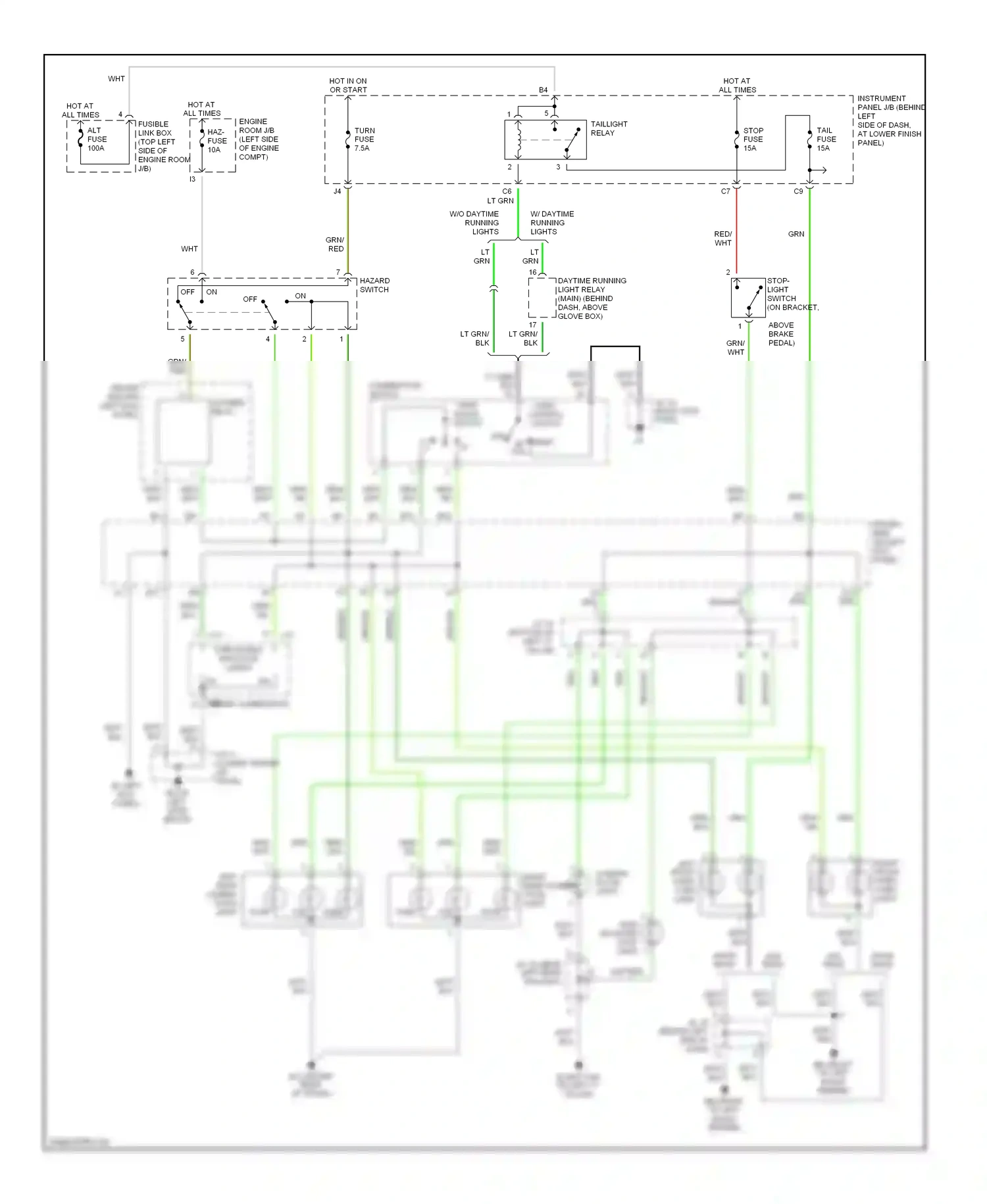 Toyota Corolla IX (2000-2004) stop- light switch (on bracket, wiring diagram  (1 of 1)