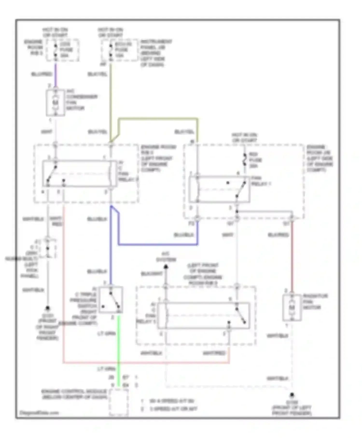 Wiring diagram w/ 4 speed a/t w/ 3 speed a/t or m/t for Toyota Corolla VIII facelift (1997-2002) (1 of 1)