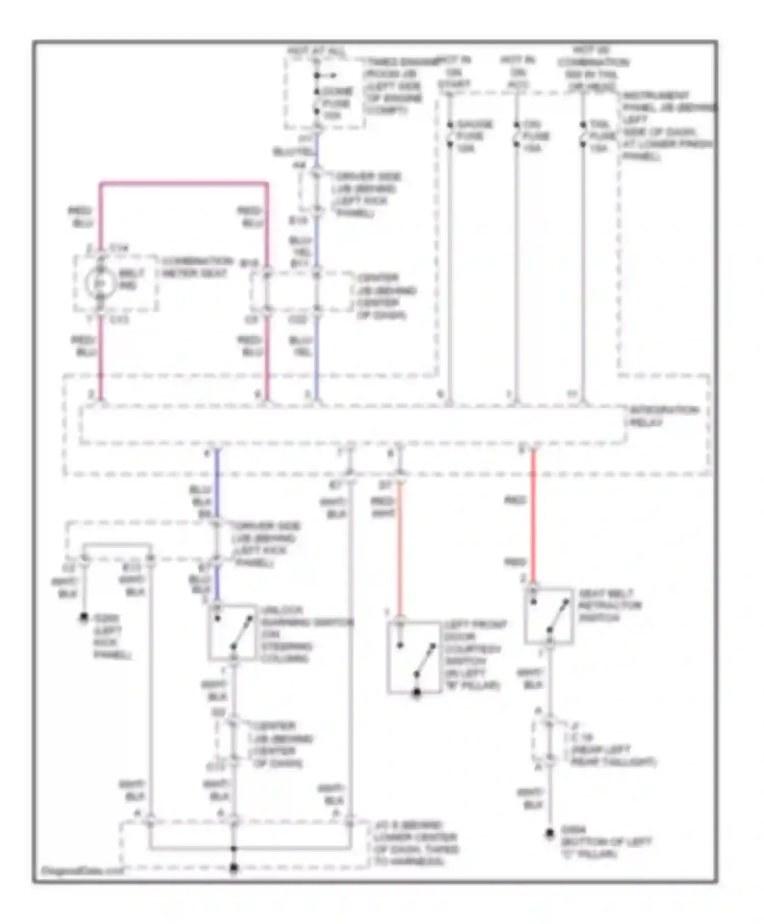 Wiring diagram combination meter seat belt ind for Toyota Corolla VIII (1995-2000) (1 of 1)