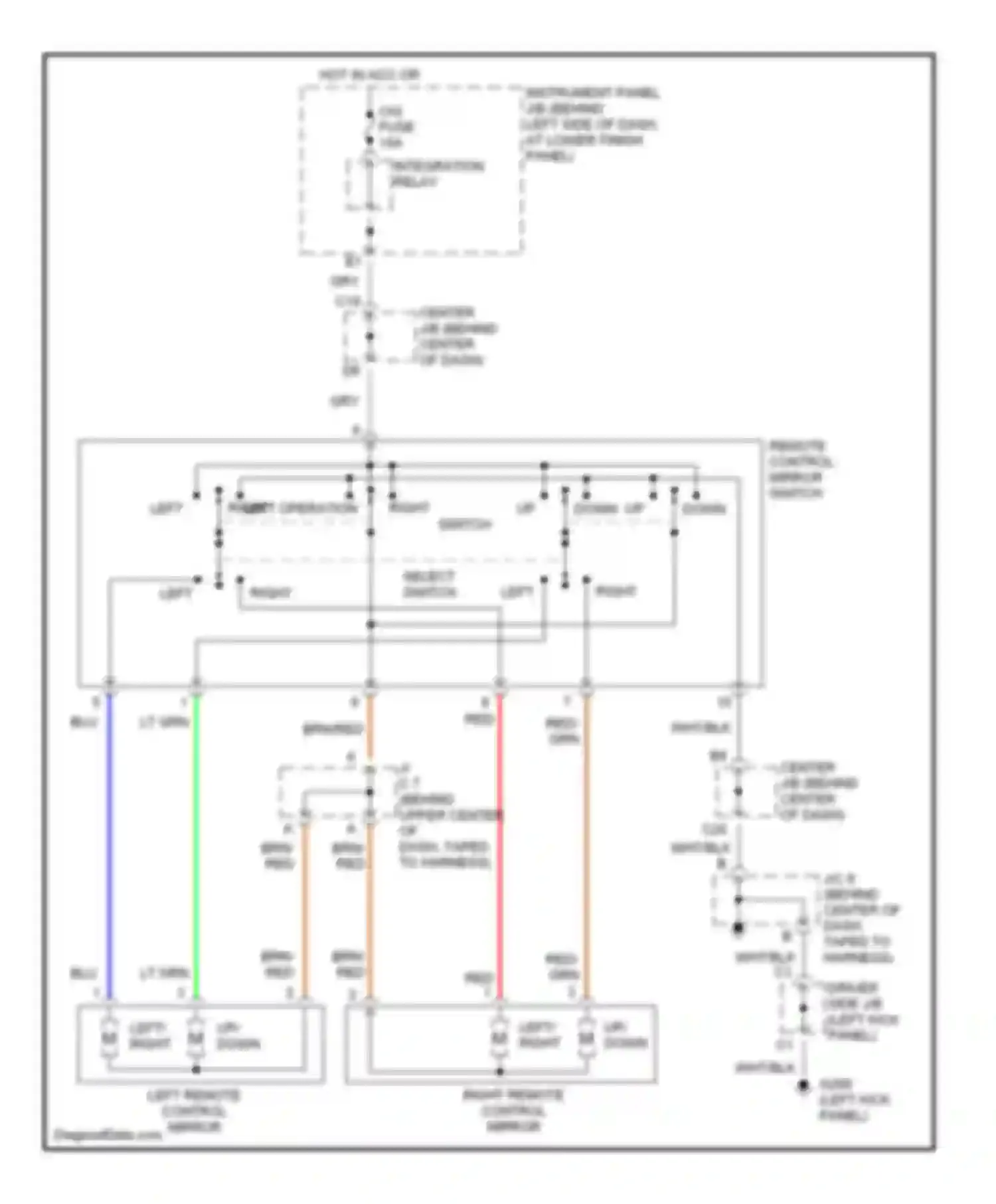 Wiring diagram remote control mirror switch for Toyota Corolla VIII (1995-2000) (2 of 2)