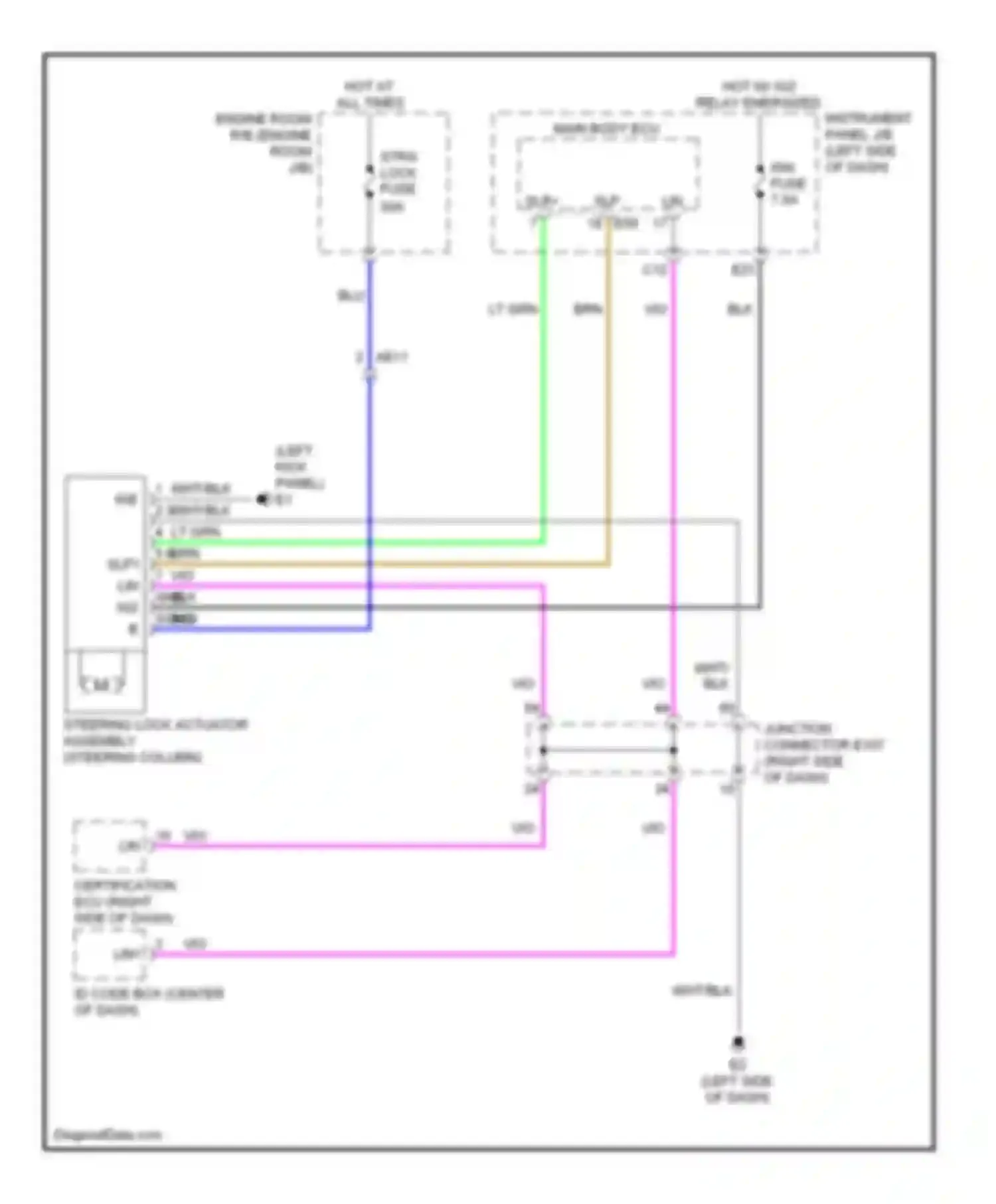 Corolla Toyota X facelift (2010-2013): Steering column circuit