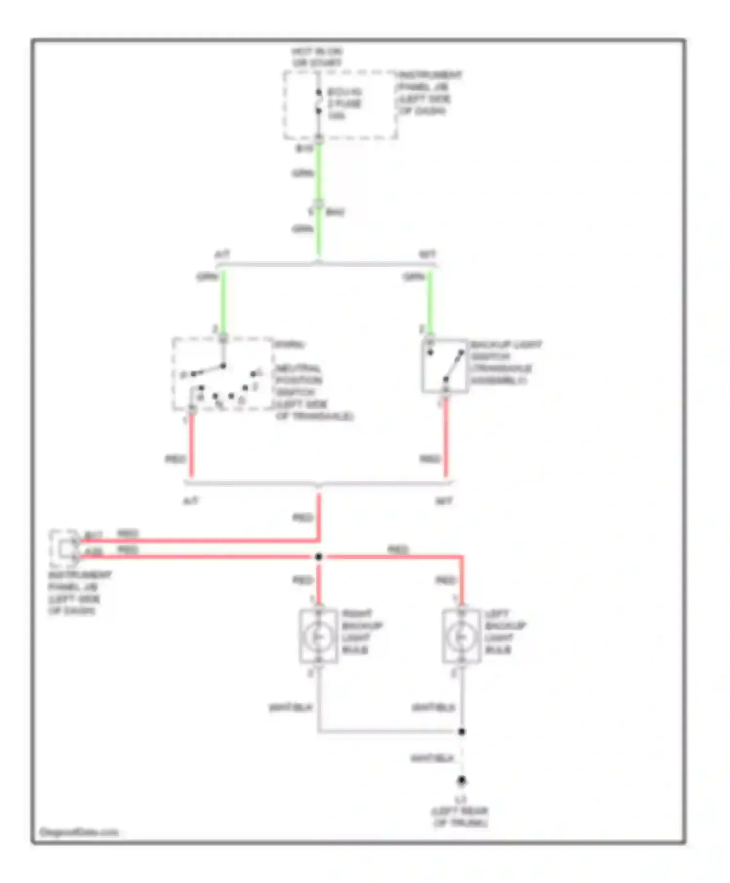 Wiring diagram left backup light bulb for Toyota Corolla X facelift (2010-2013) (1 of 3)