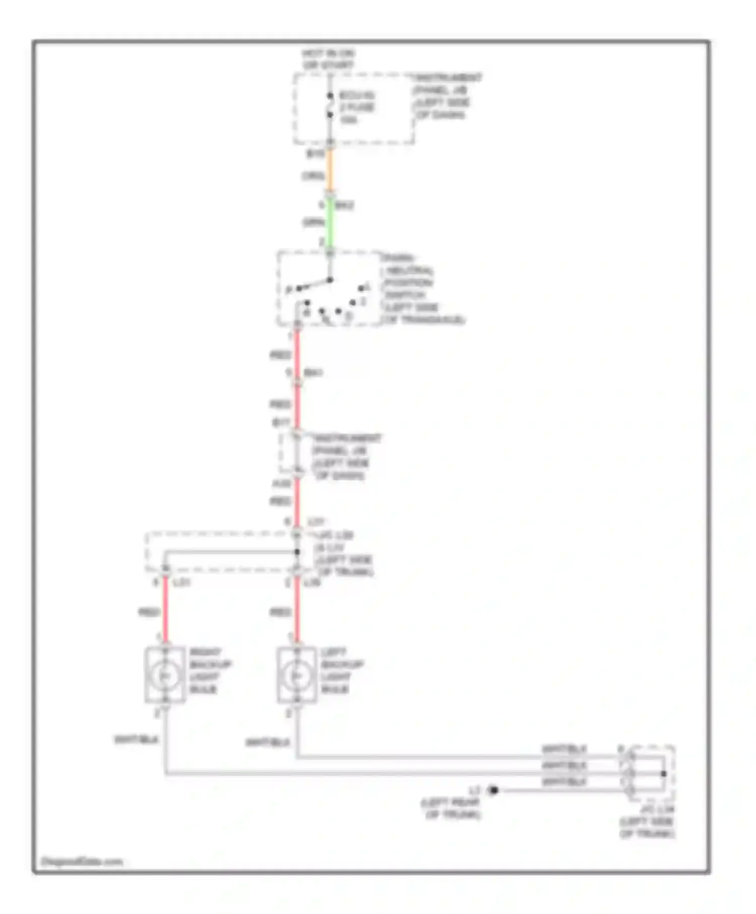 Wiring diagram right backup light bulb for Toyota Corolla X facelift (2010-2013) (2 of 3)