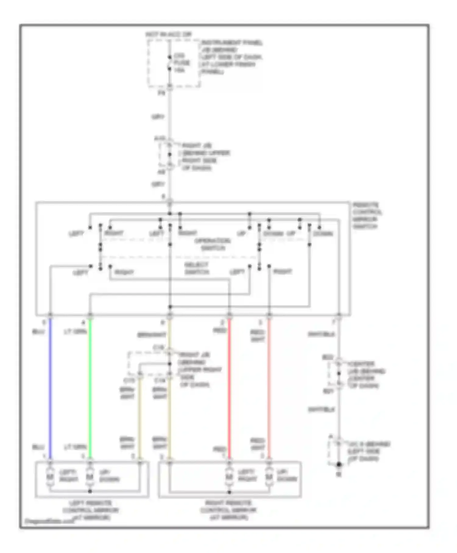 Corolla Toyota X (2006-2010): Power mirror circuit