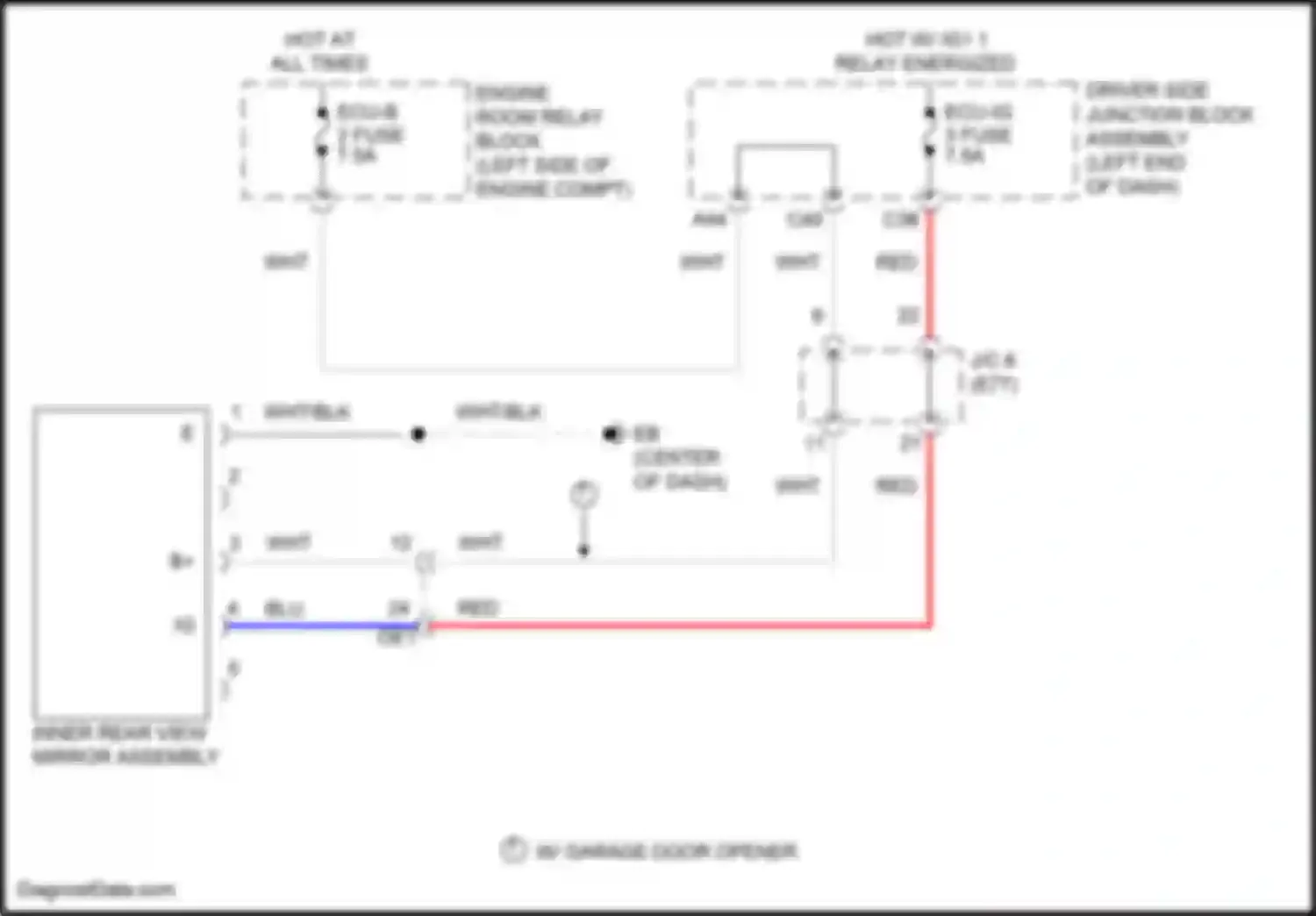 Wiring diagram inner rear view mirror assembly for Toyota Corolla XI facelift (2015-2019) (1 of 2)