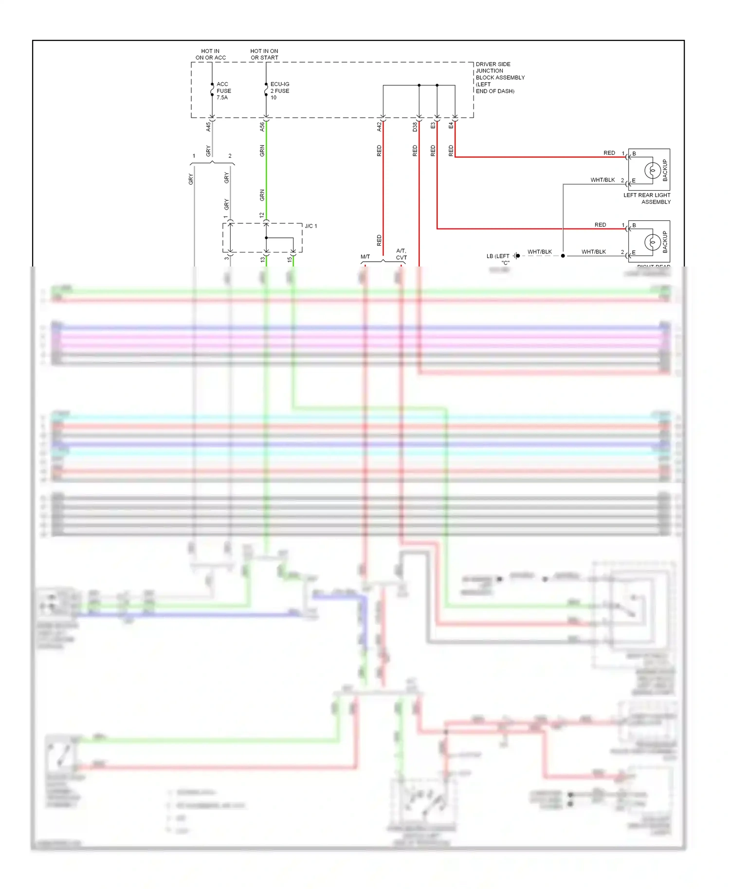 Toyota Corolla XI (2012-2016) backup light switch assembly (transaxle assembly) wiring diagram  (2 of 3)
