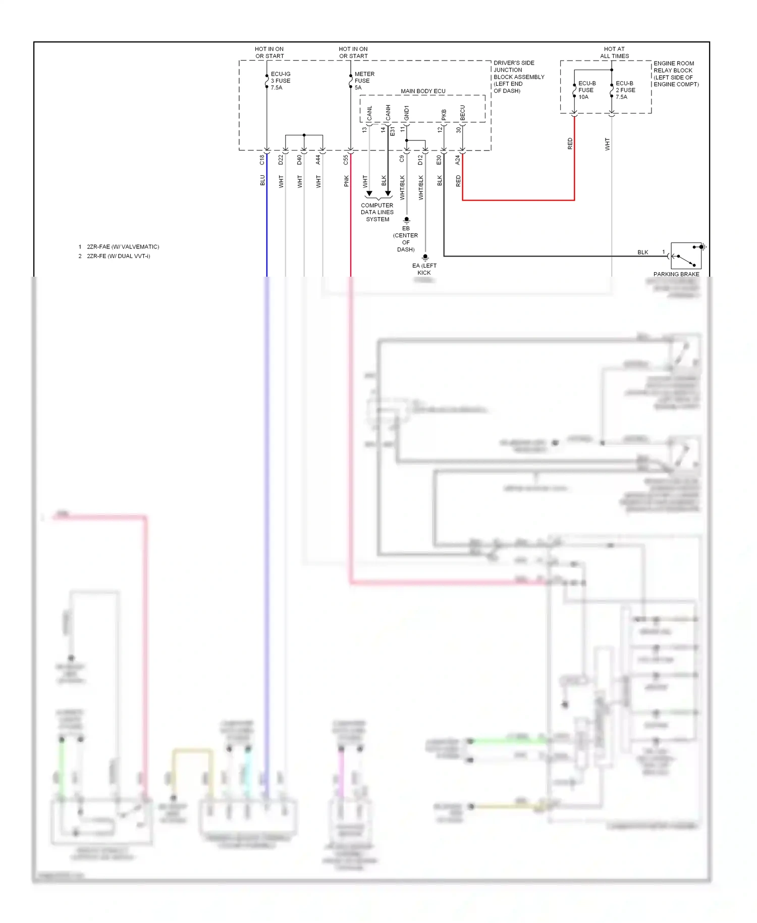 Toyota Corolla XI (2012-2016) can controller wiring diagram  (2 of 20)