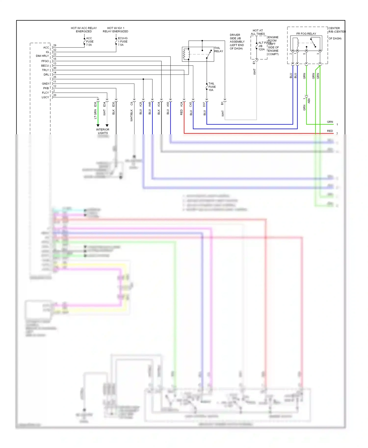 Toyota Corolla XI (2012-2016) computer data lines system interior lights system wiring diagram  (1 of 1)