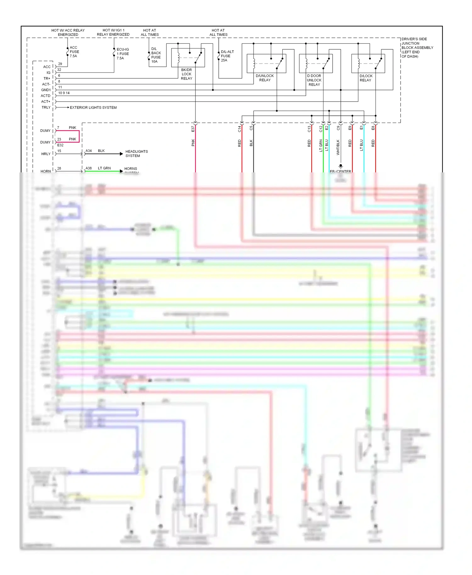 Toyota Corolla XI (2012-2016) interior lights system computer data lines system wiring diagram  (1 of 2)