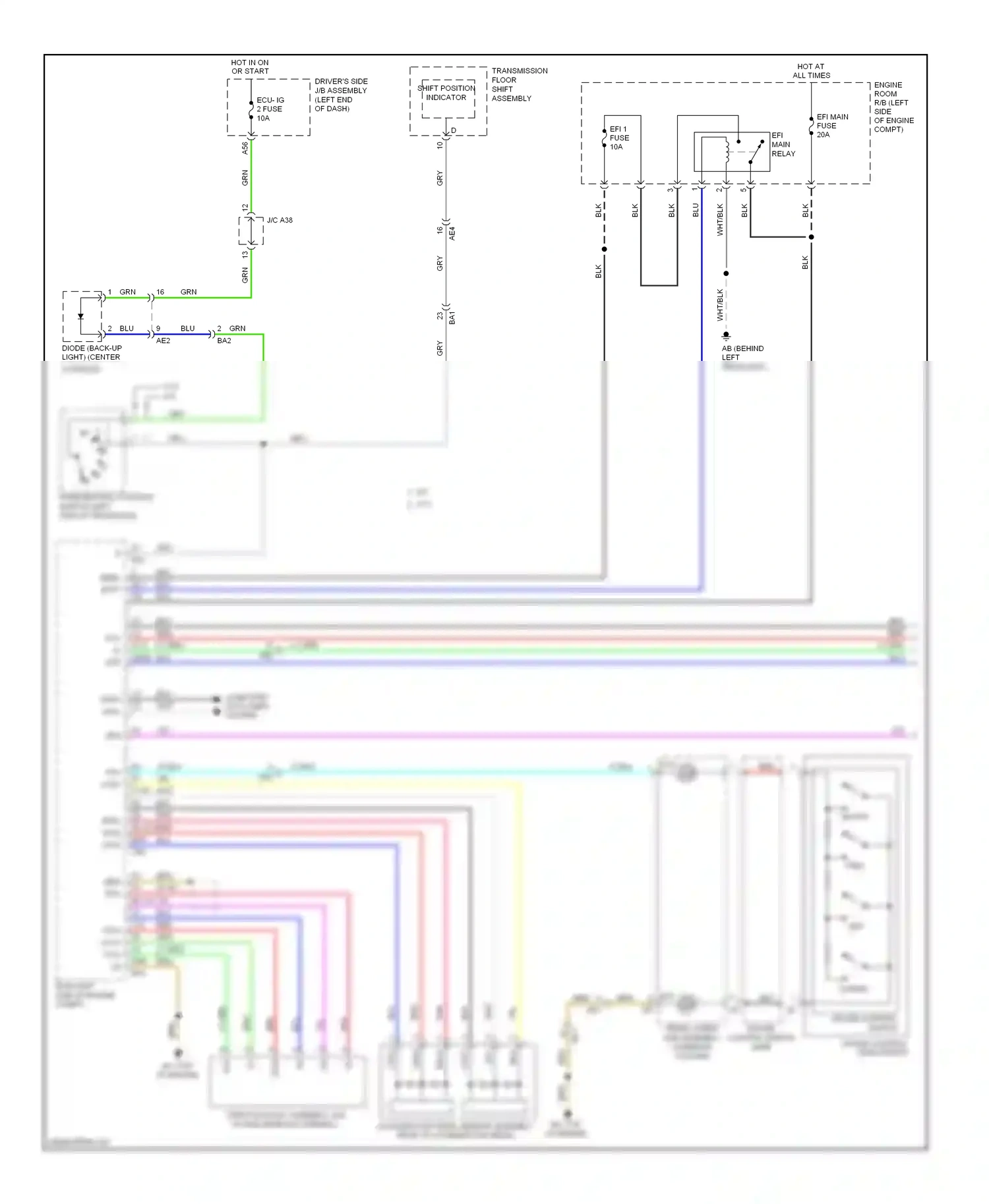 Toyota Corolla XI (2012-2016) shift position indicator wiring diagram  (2 of 9)