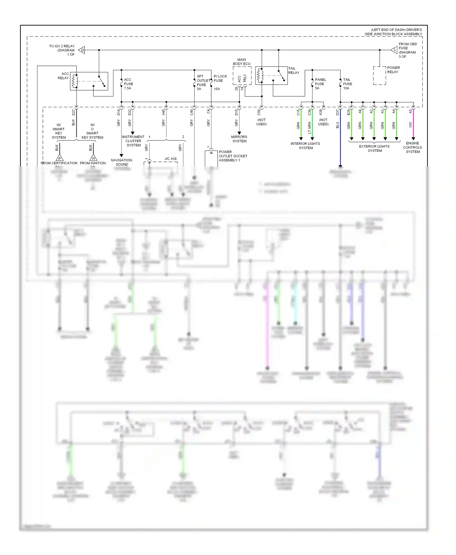 Toyota Corolla XI (2012-2016) warning systems wiring diagram  (3 of 3)