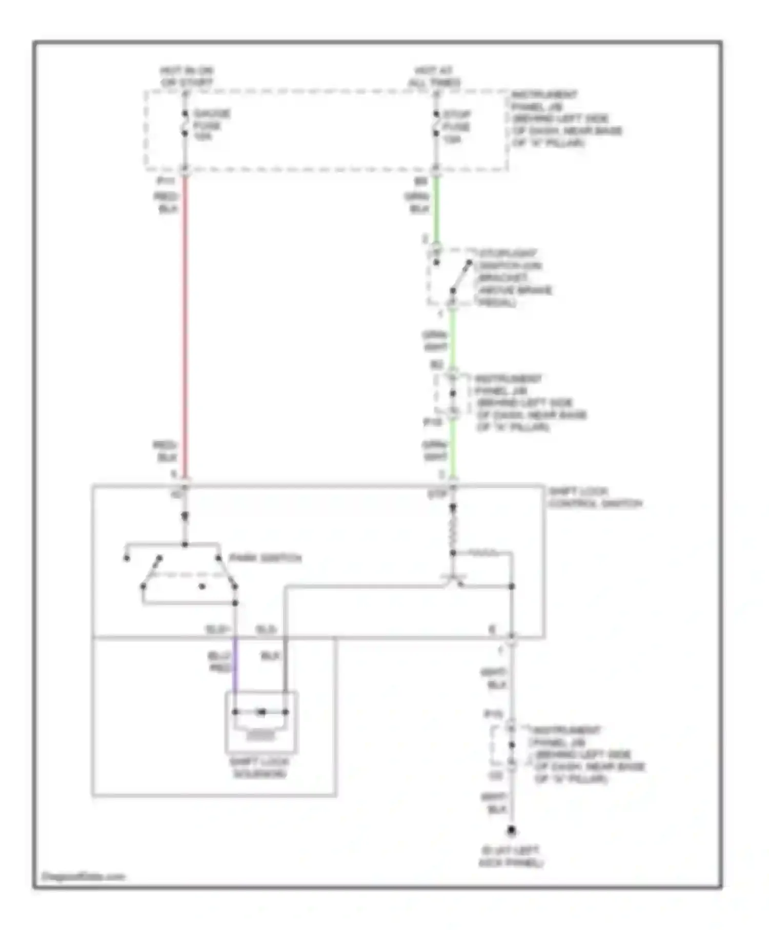 Echo Toyota I (1999-2005): Shift interlock circuit