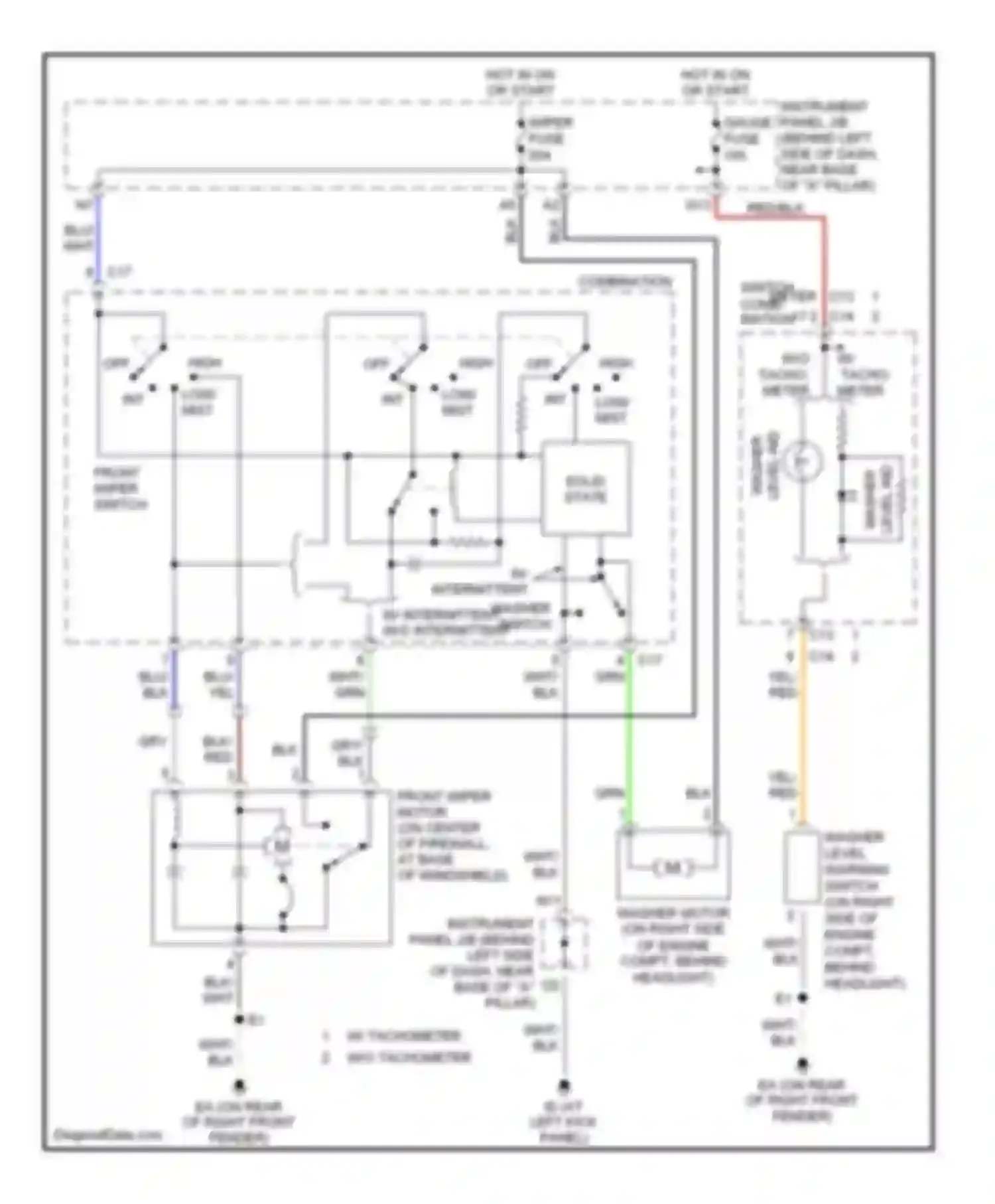 Echo Toyota I (1999-2005): Wiper/washer circuit