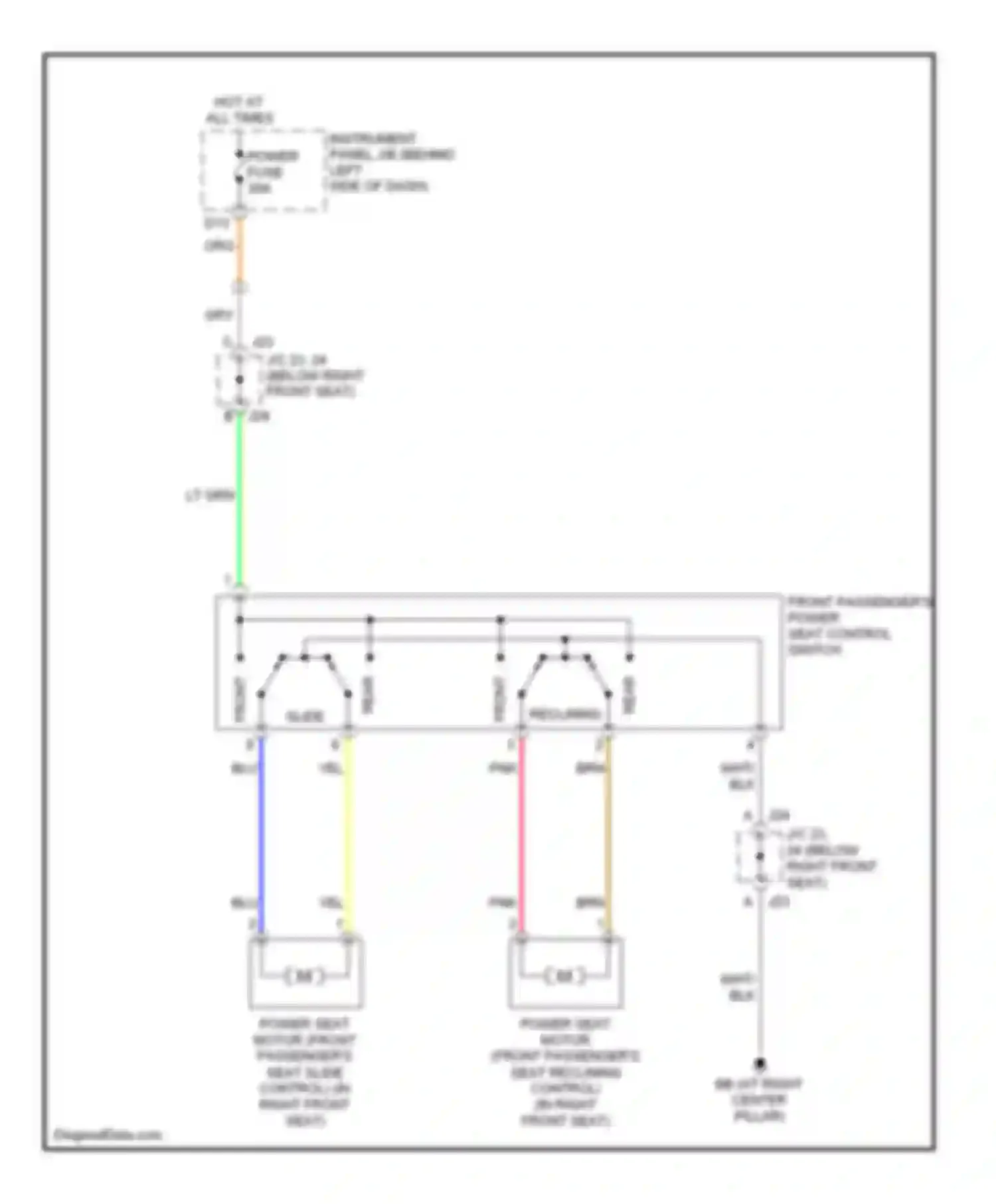 Highlander Toyota I facelift (2003-2007): Passenger power seat circuit