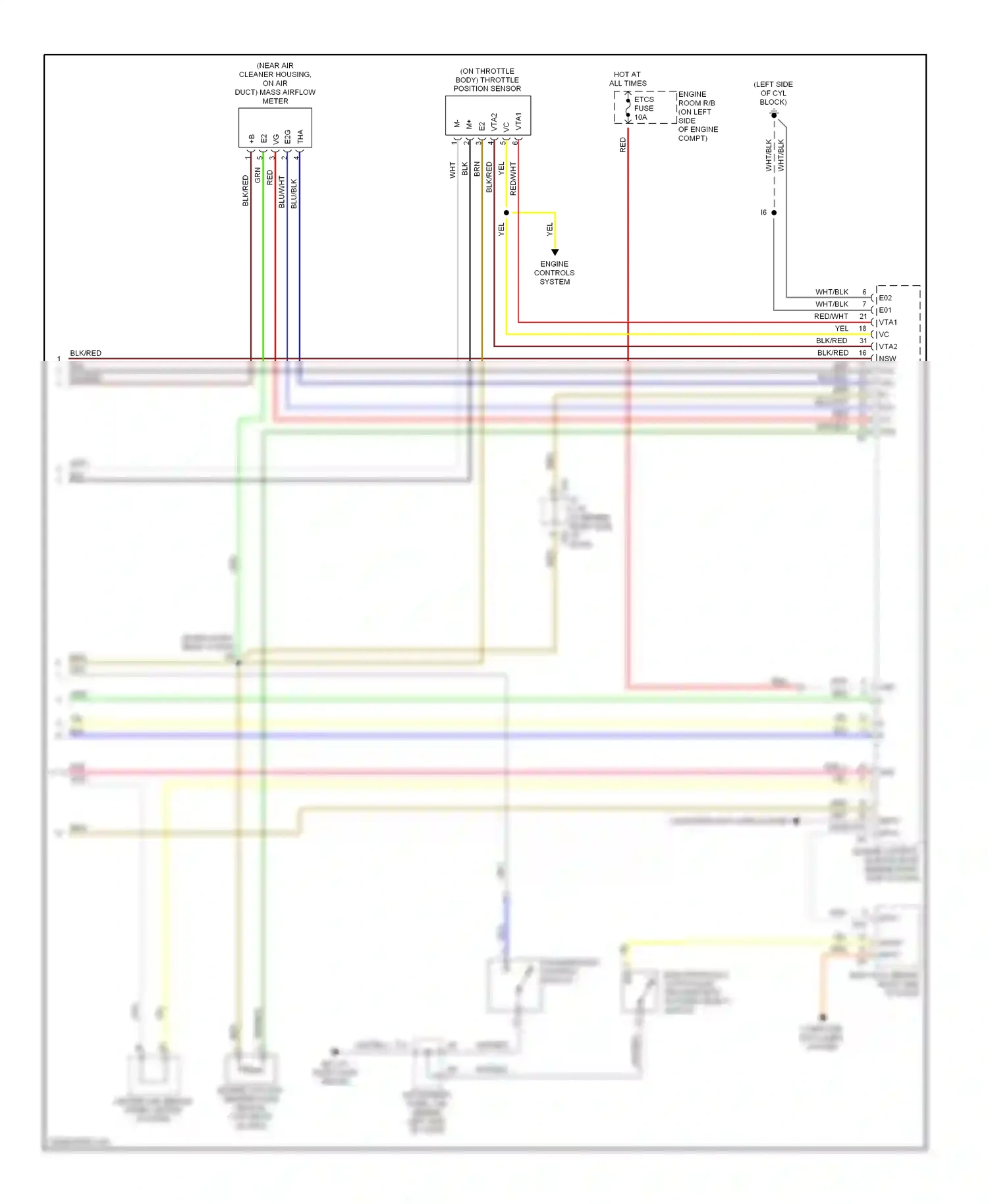 Toyota Highlander I facelift (2003-2007) engine controls system wiring diagram  (2 of 10)