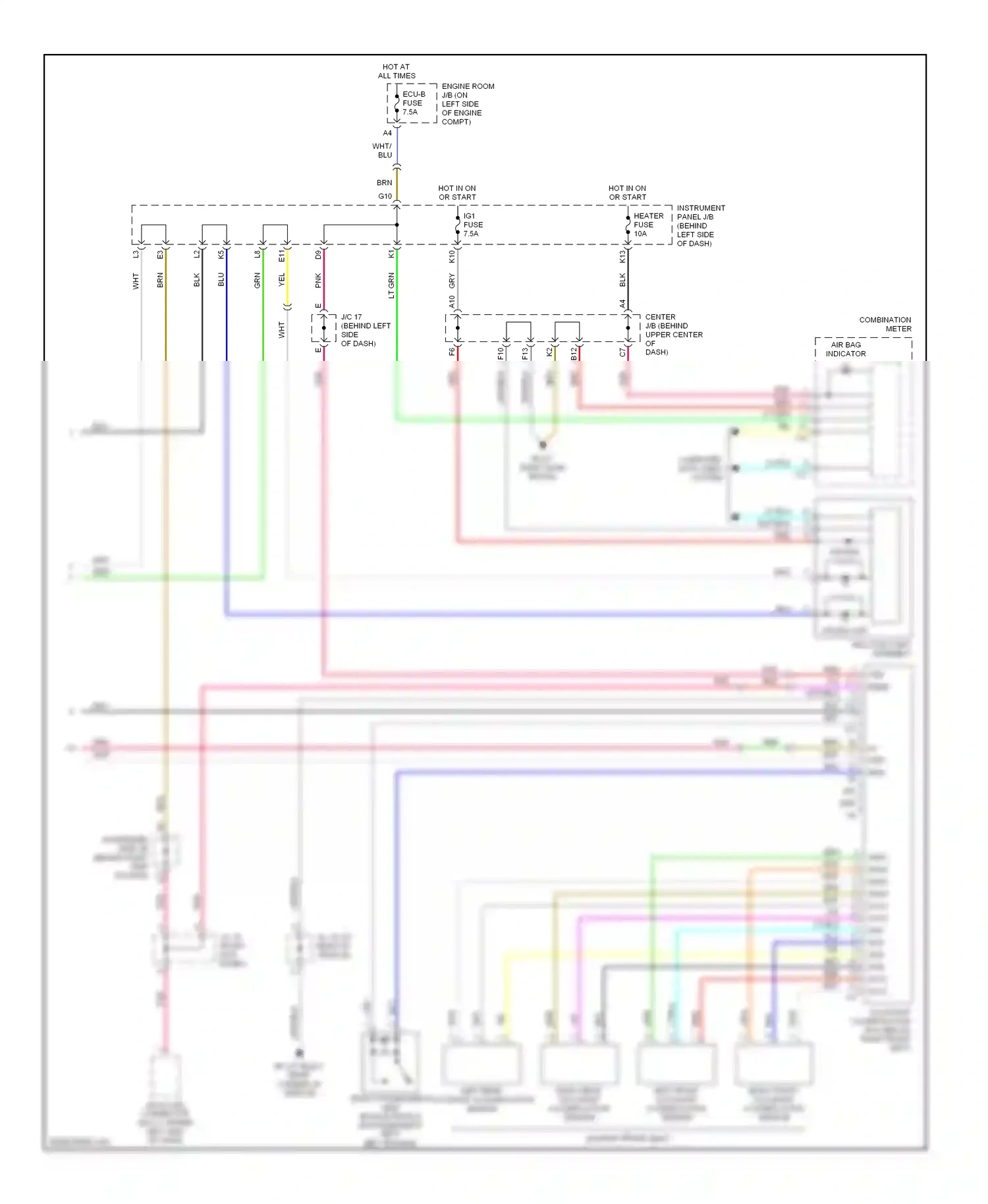 Toyota Highlander I facelift (2003-2007) left front occupant classification sensor wiring diagram  (1 of 2)
