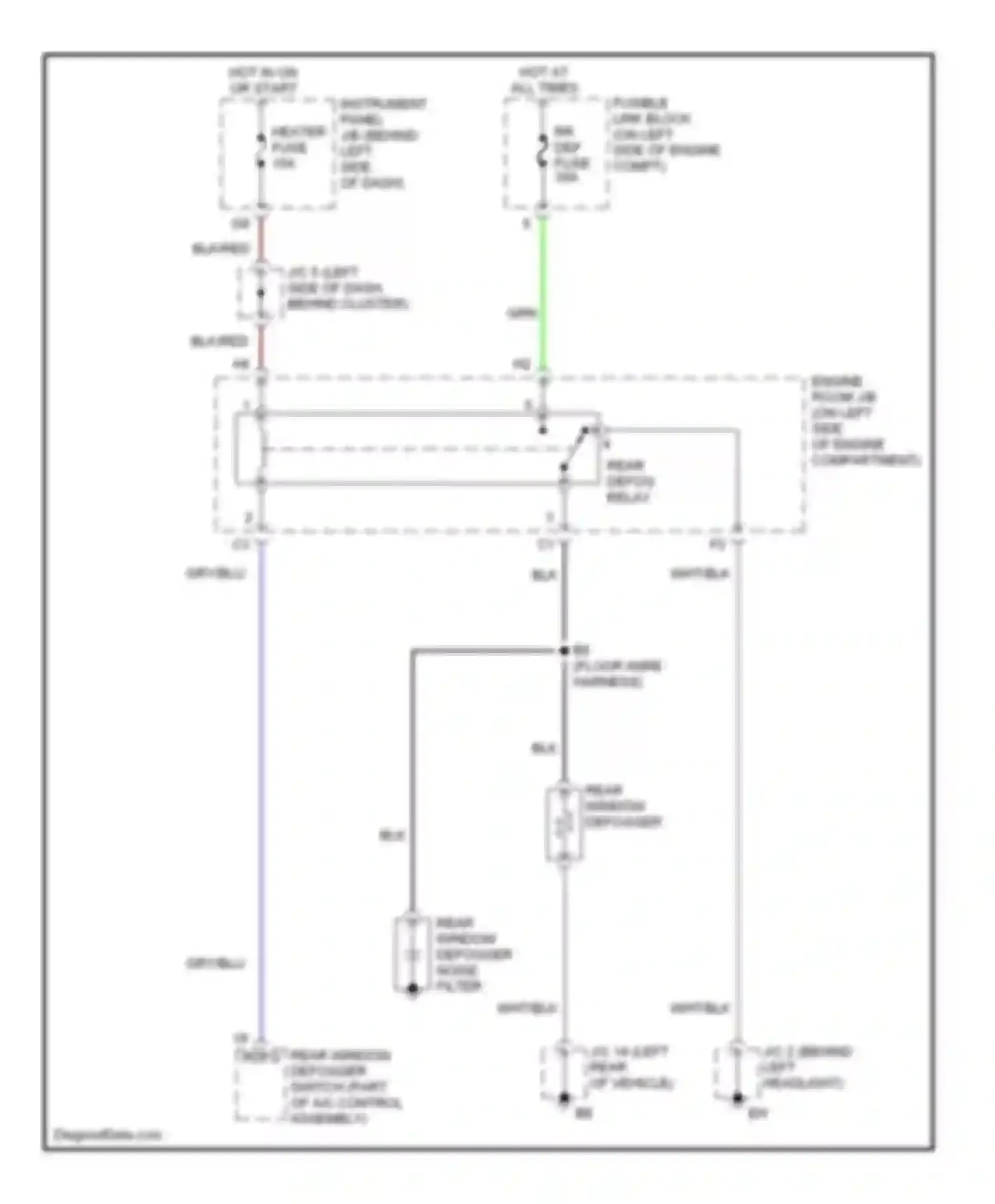 Highlander Toyota I (2001-2003): Rear defogger circuit