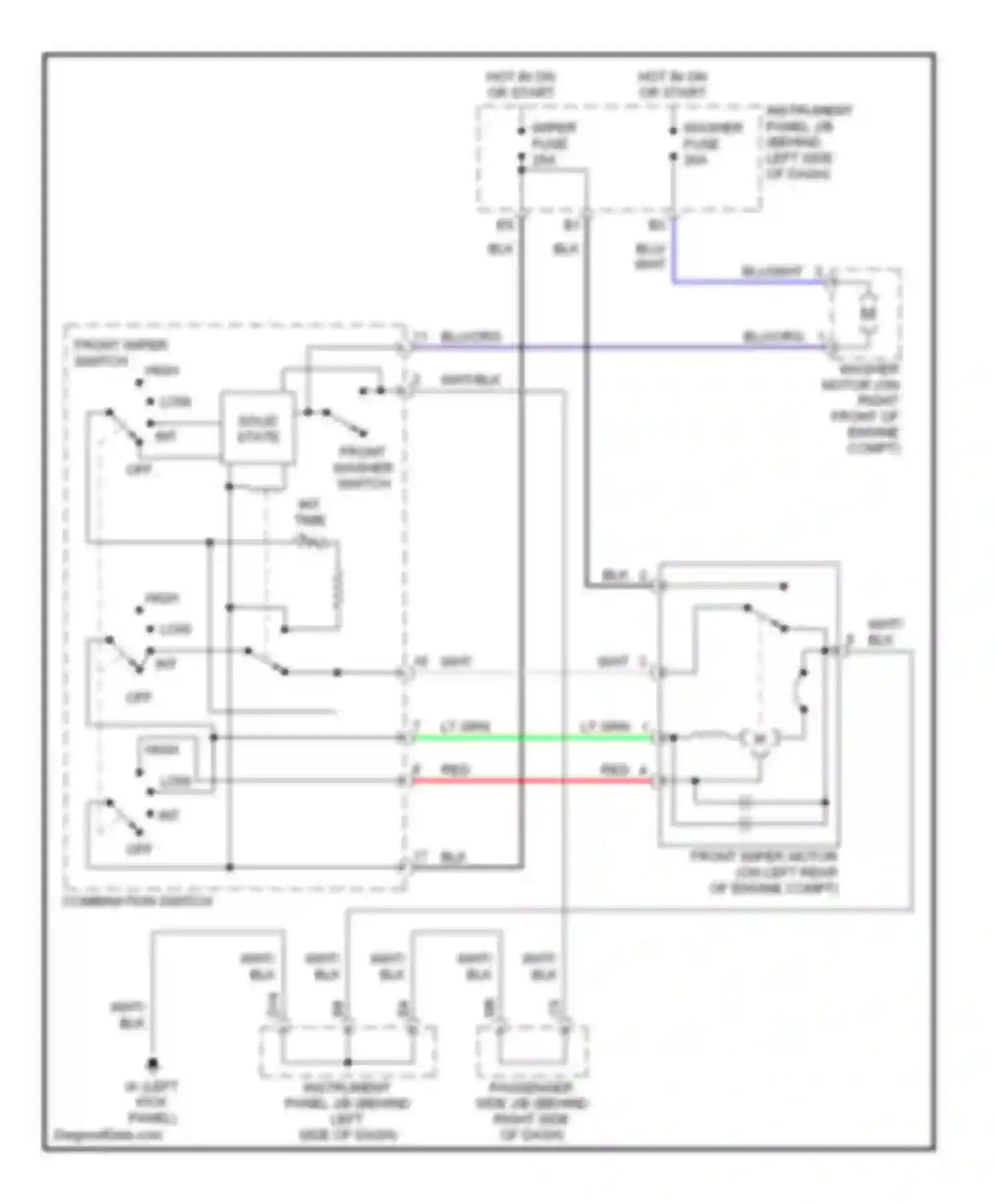 Highlander Toyota I (2001-2003): Front wiper/washer circuit
