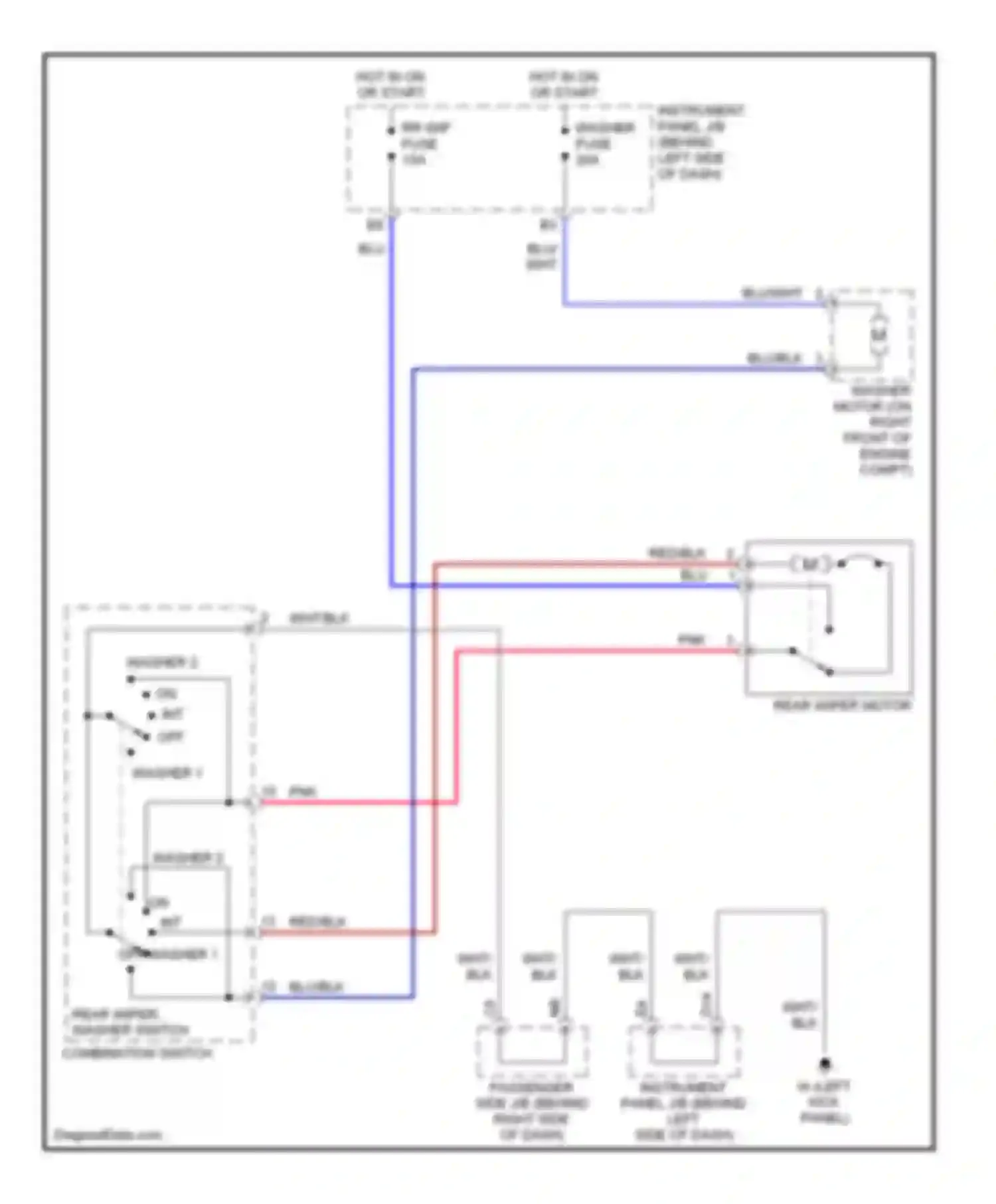 Highlander Toyota I (2001-2003): Rear wiper/washer circuit