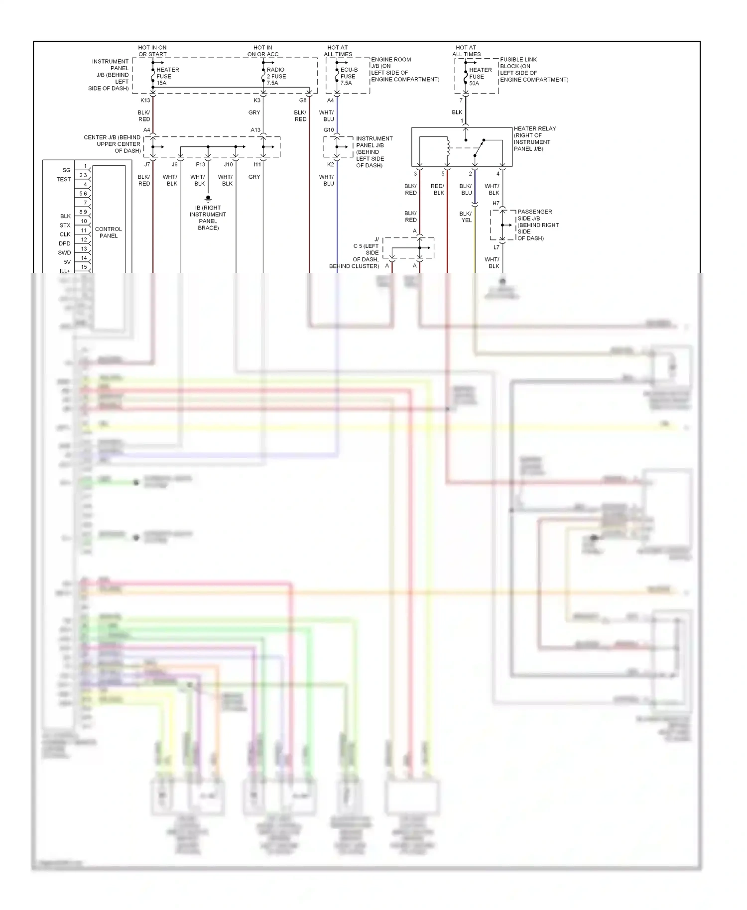 Toyota Highlander I (2001-2003) control panel wiring diagram  (1 of 3)