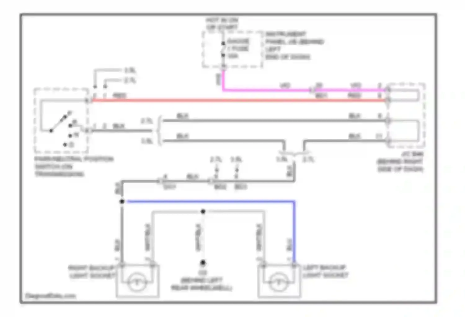 Highlander Toyota II facelift (2010-2013): Backup lamps circuit, except hybrid