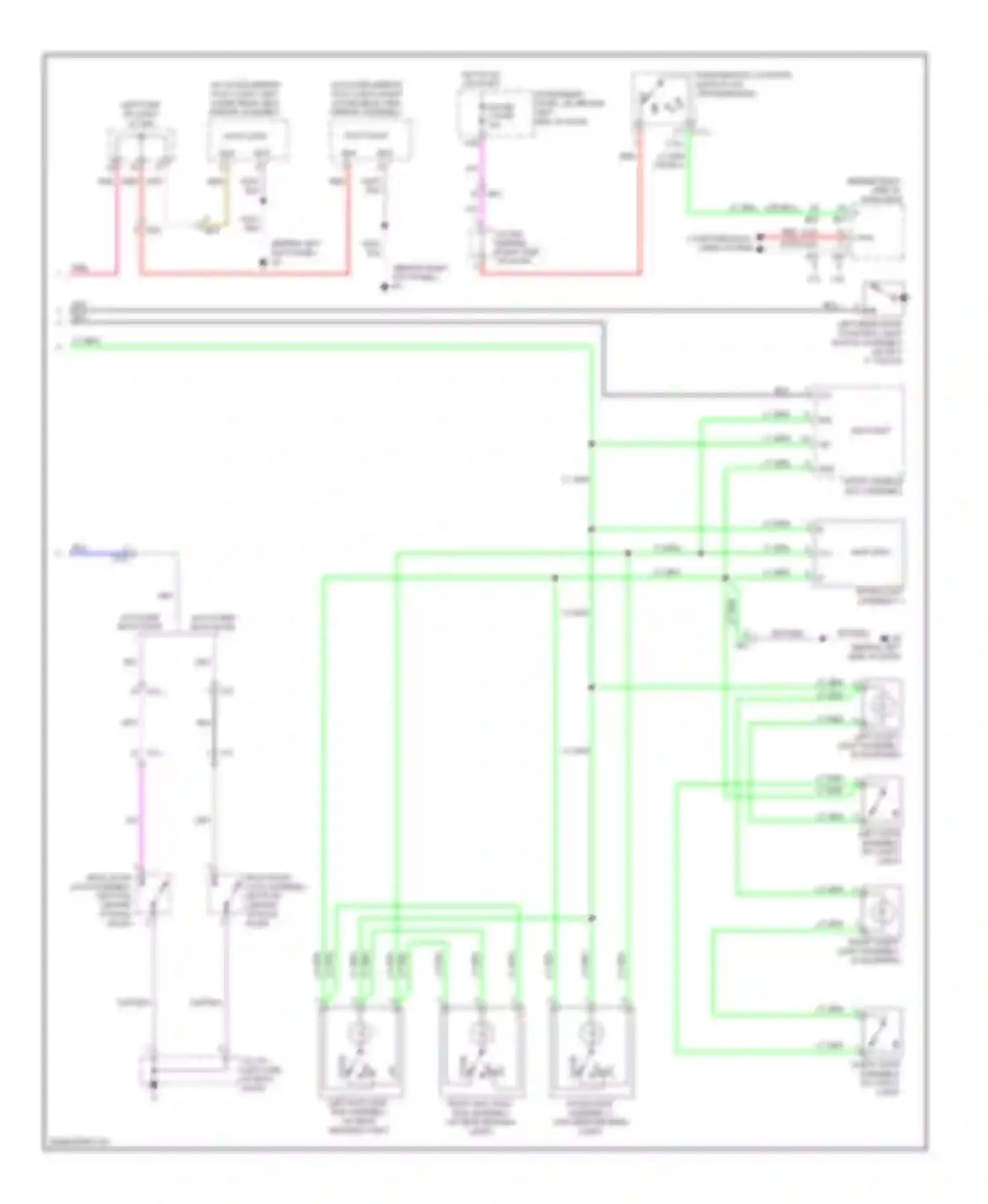 Highlander Toyota II facelift (2010-2013): Courtesy lamps circuit, except hybrid (2 of 2)