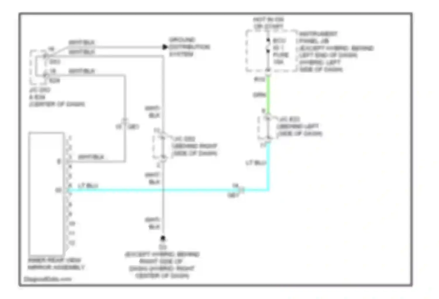 Highlander Toyota II facelift (2010-2013): Electrochromic mirror circuit, with compass