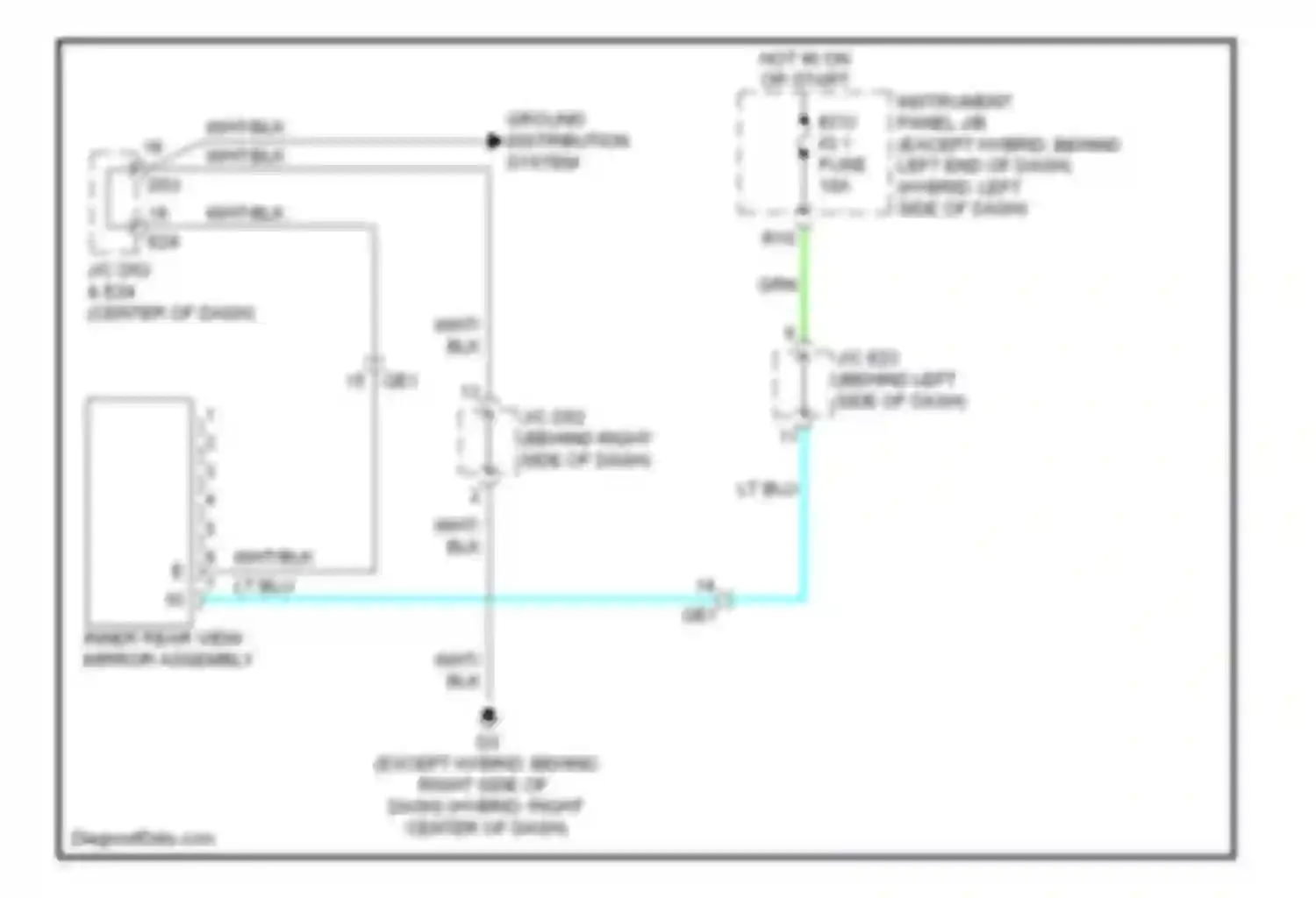 Highlander Toyota II facelift (2010-2013): Electrochromic mirror circuit, without compass
