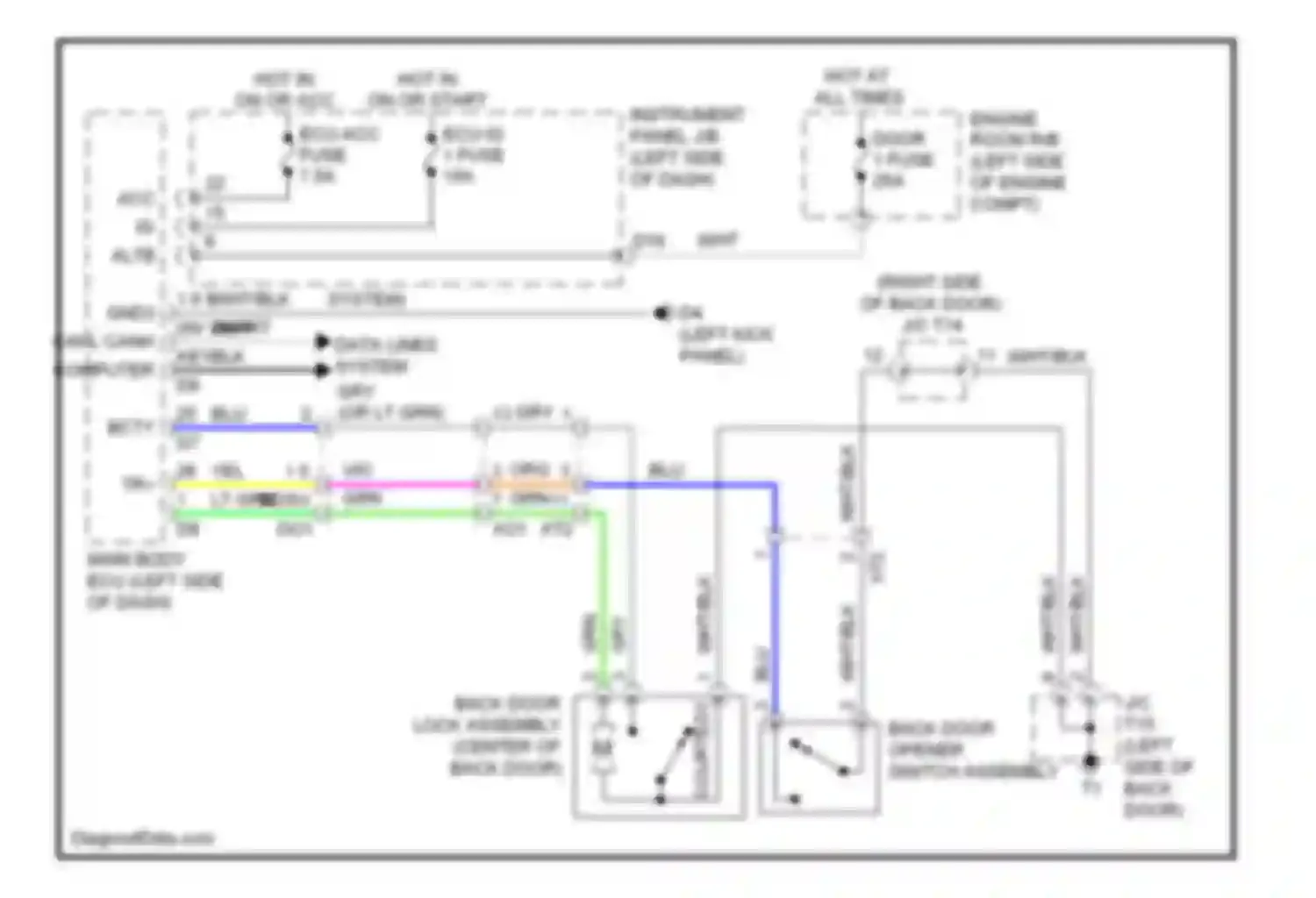 Highlander Toyota II facelift (2010-2013): Back door opener circuit, hybrid without power back door