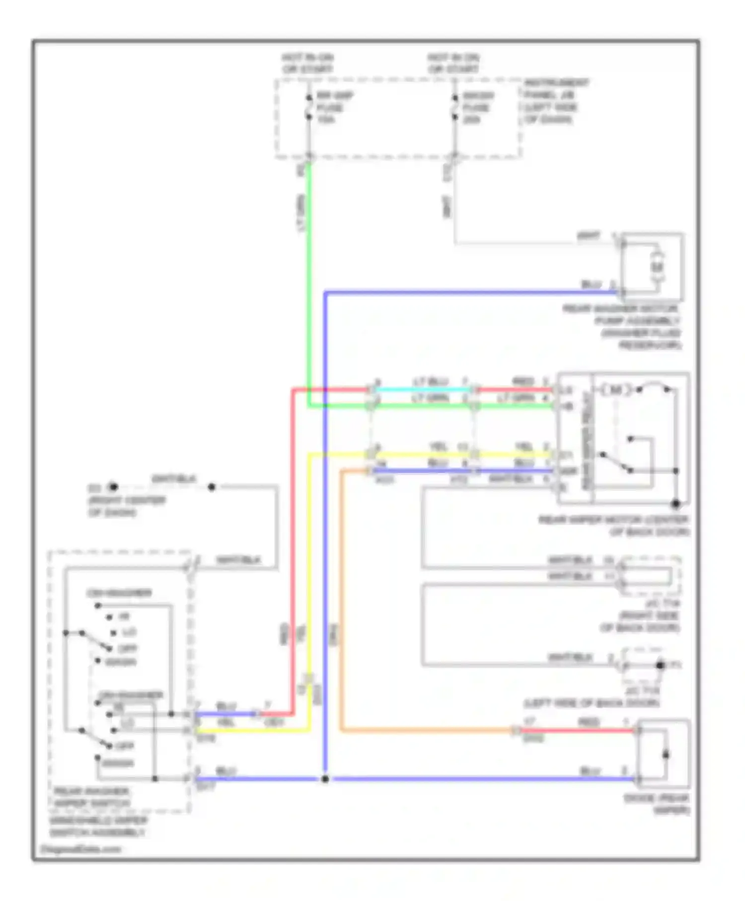 Highlander Toyota II facelift (2010-2013): Rear wiper/washer circuit, hybrid