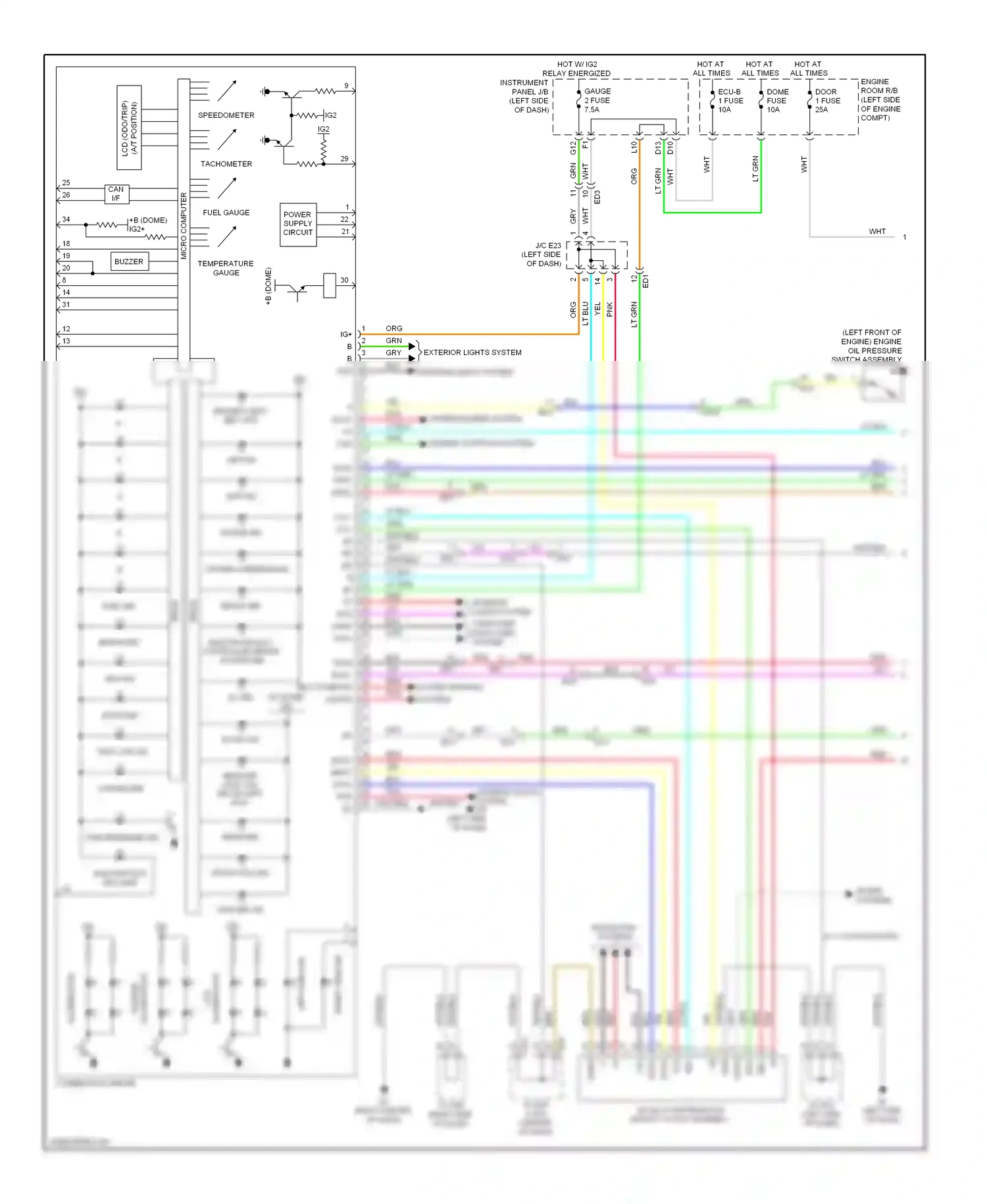 Toyota Highlander II facelift (2010-2013) interior lights system computer data lines system wiring diagram  (2 of 2)