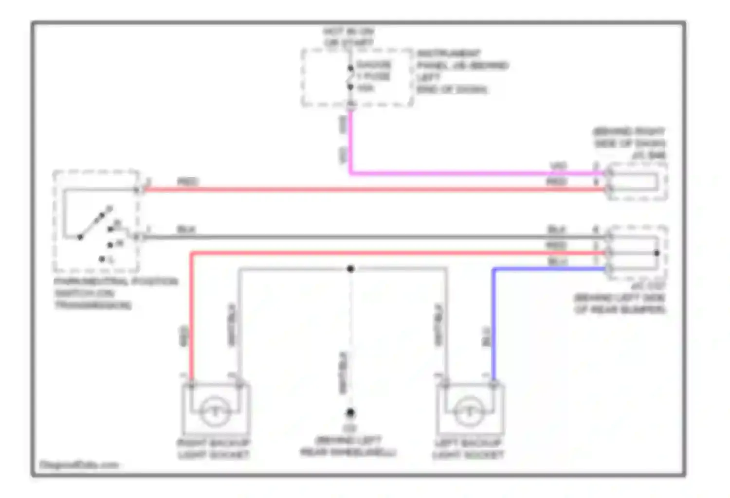 Highlander Toyota II (2007-2010): Backup lamps circuit, except hybrid