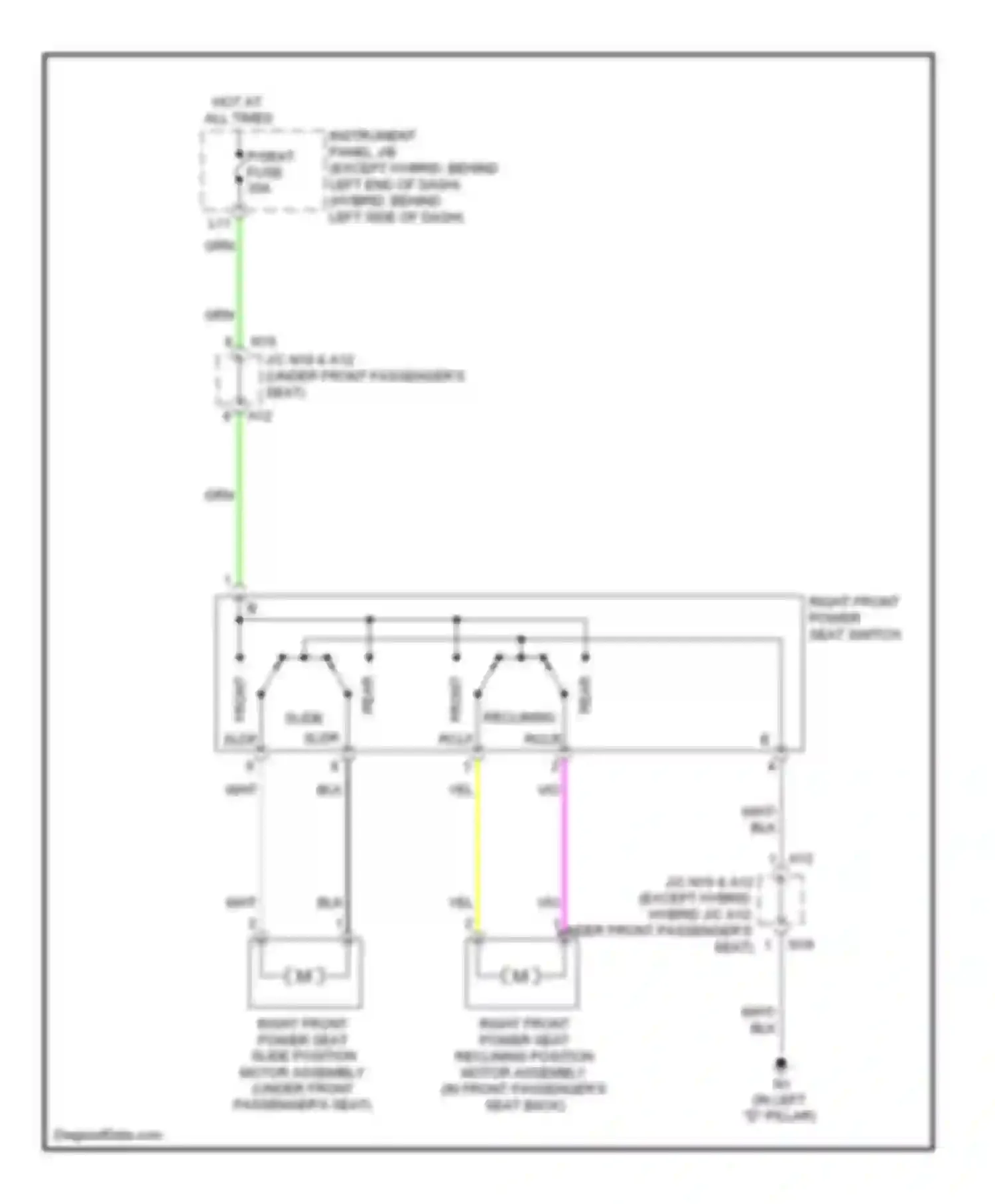 Highlander Toyota II (2007-2010): Passenger power seat circuit