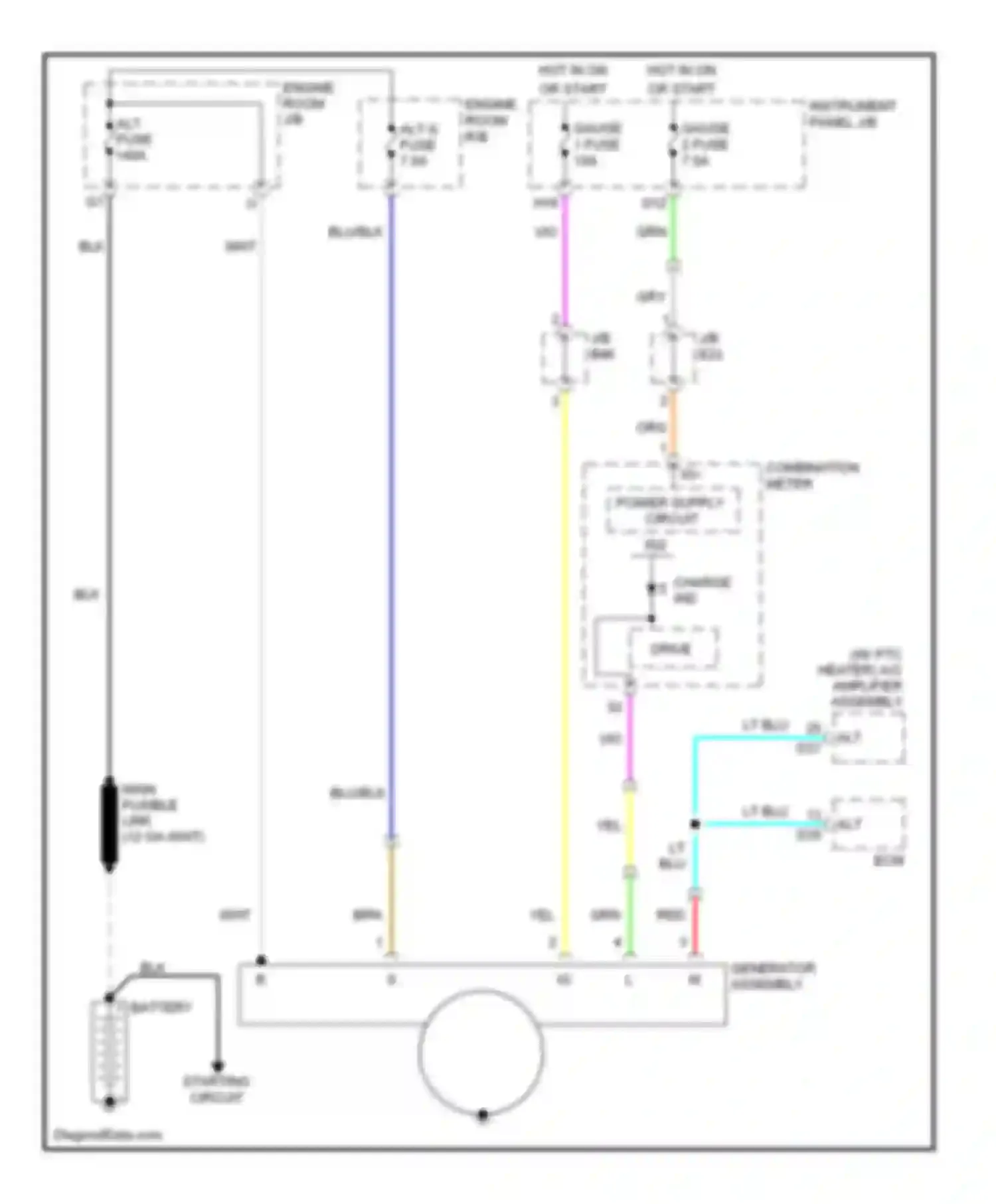 Highlander Toyota II (2007-2010): Charging circuit, except hybrid