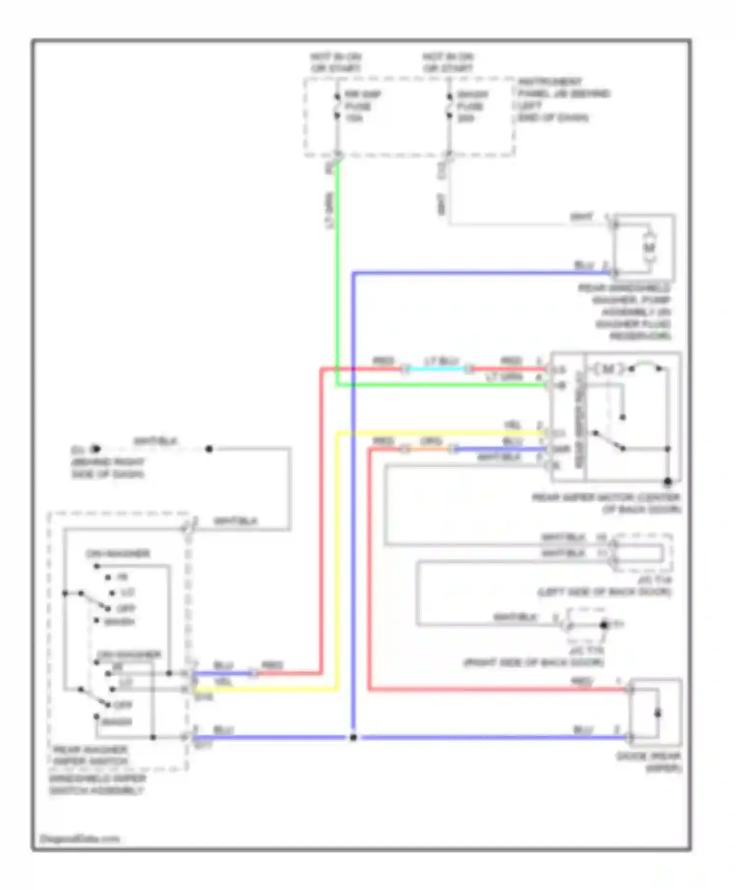 Highlander Toyota II (2007-2010): Rear wiper/washer circuit, except hybrid